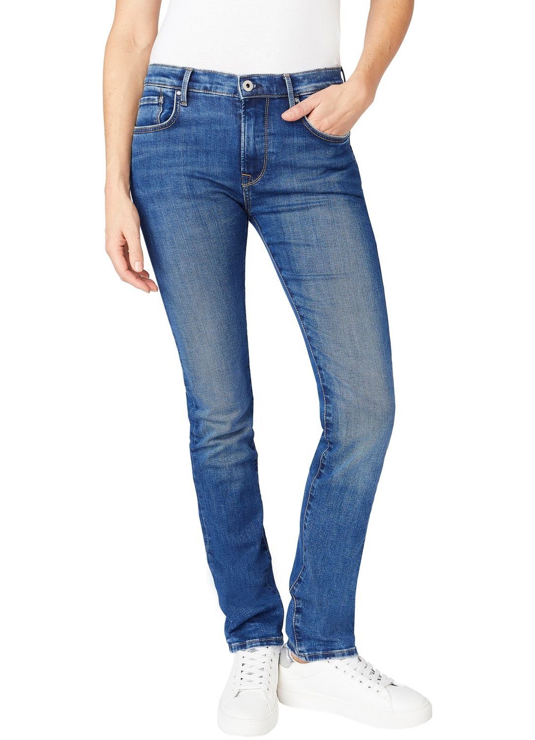 Pepe Jeans Slim-fit-Jeans New Brooke mit Stretch, Modische Jeans für Damen  mit normaler Leibhöhe und Reißverschluss