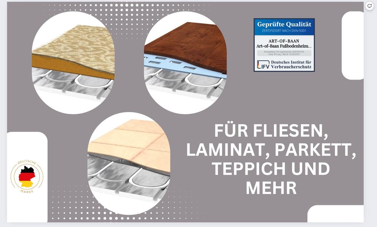 ART OF BAAN Fußbodenheizung Trockenbau-System XPS 500, 0,72 m² ohne Estrich, 20–25 mm Aufbau, Geringe Aufbauhöhe, energieeffizient, für Sanierung geeignet