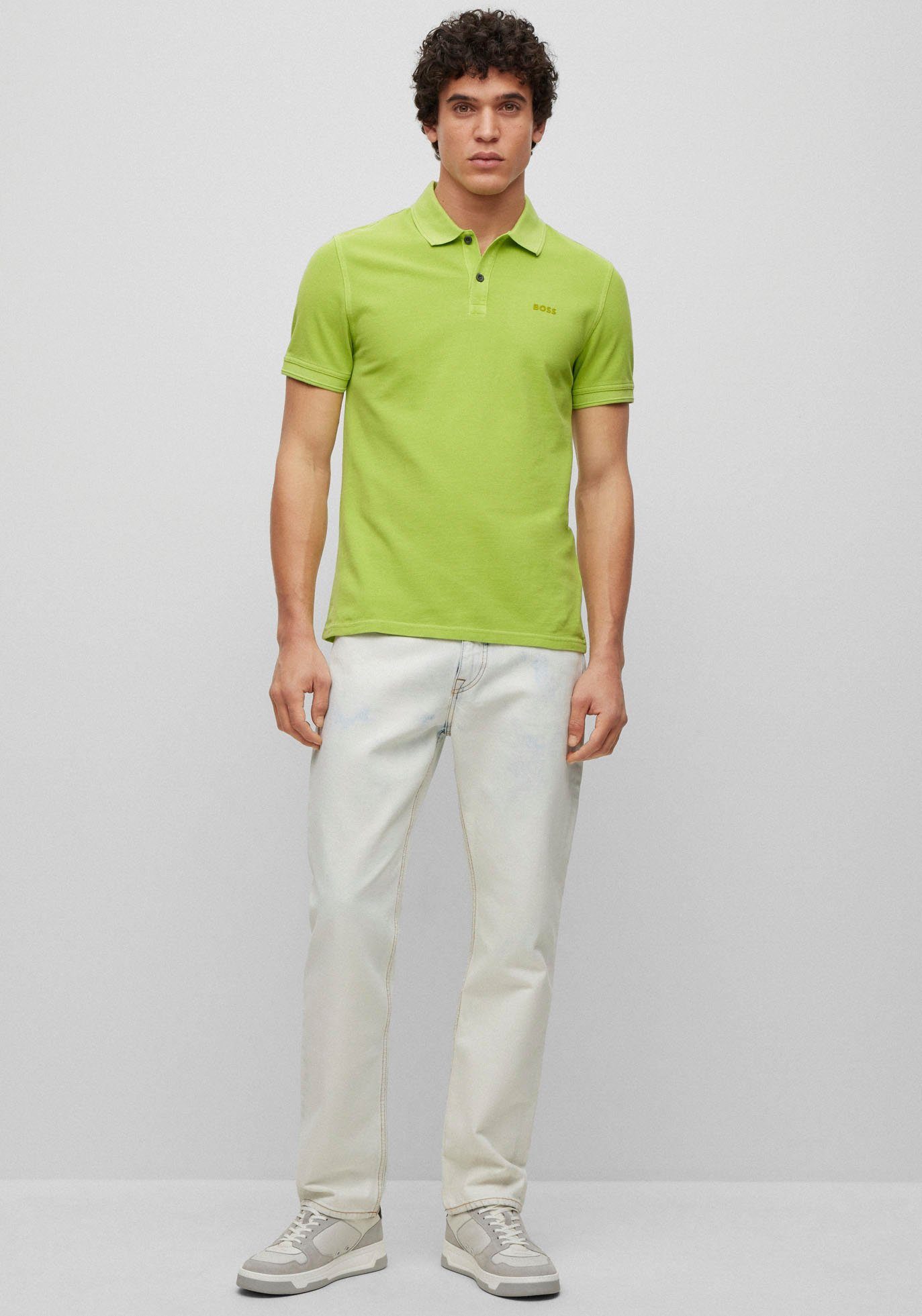 BOSS ORANGE Poloshirt am Green Logoschriftzug Bright Prime mit Brustkorb