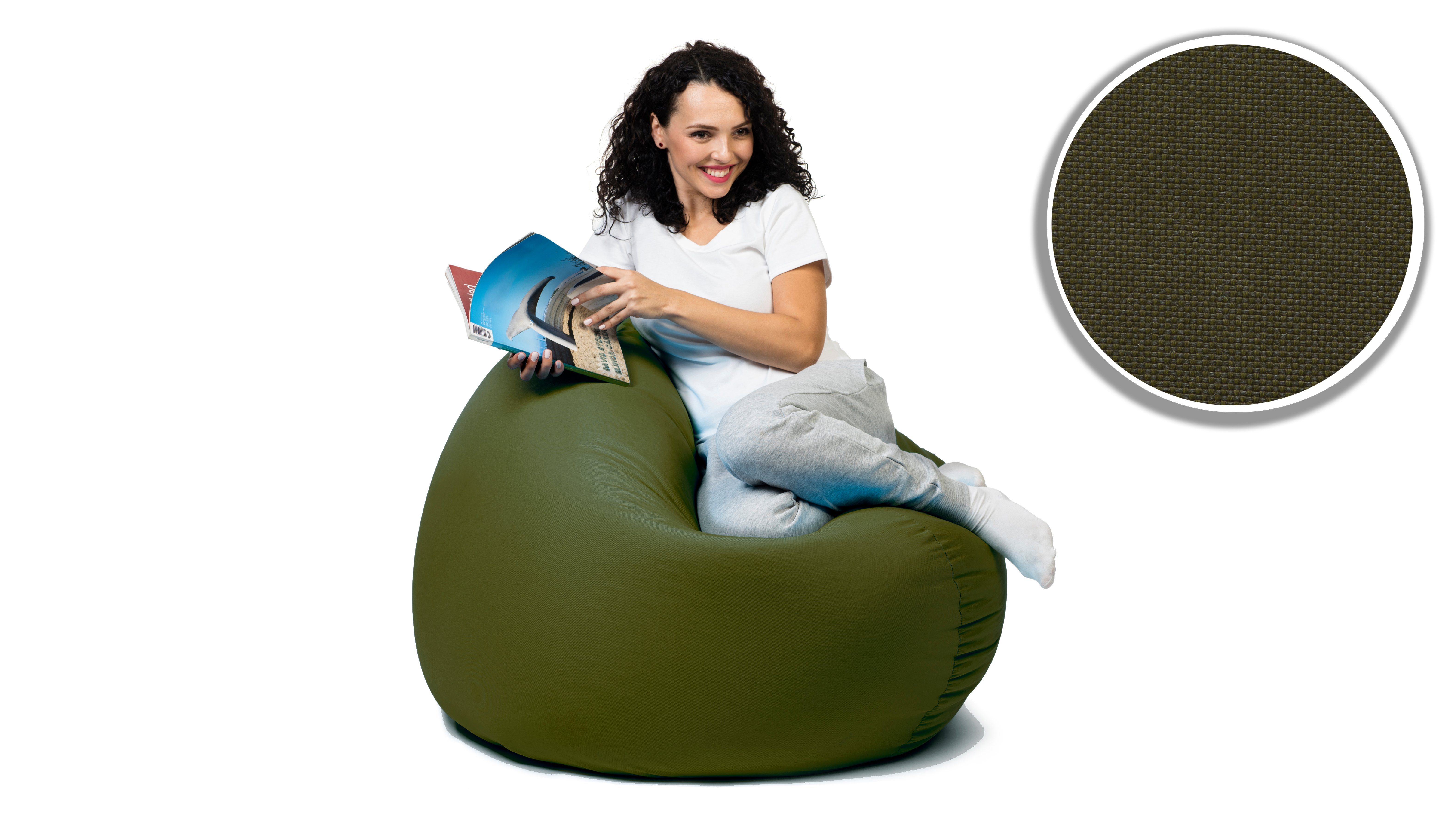 Sitzsack Styropor Dunkelgrün mit und für sunnypillow Indoor Erwachsene Kinder & Füllung Outdoor