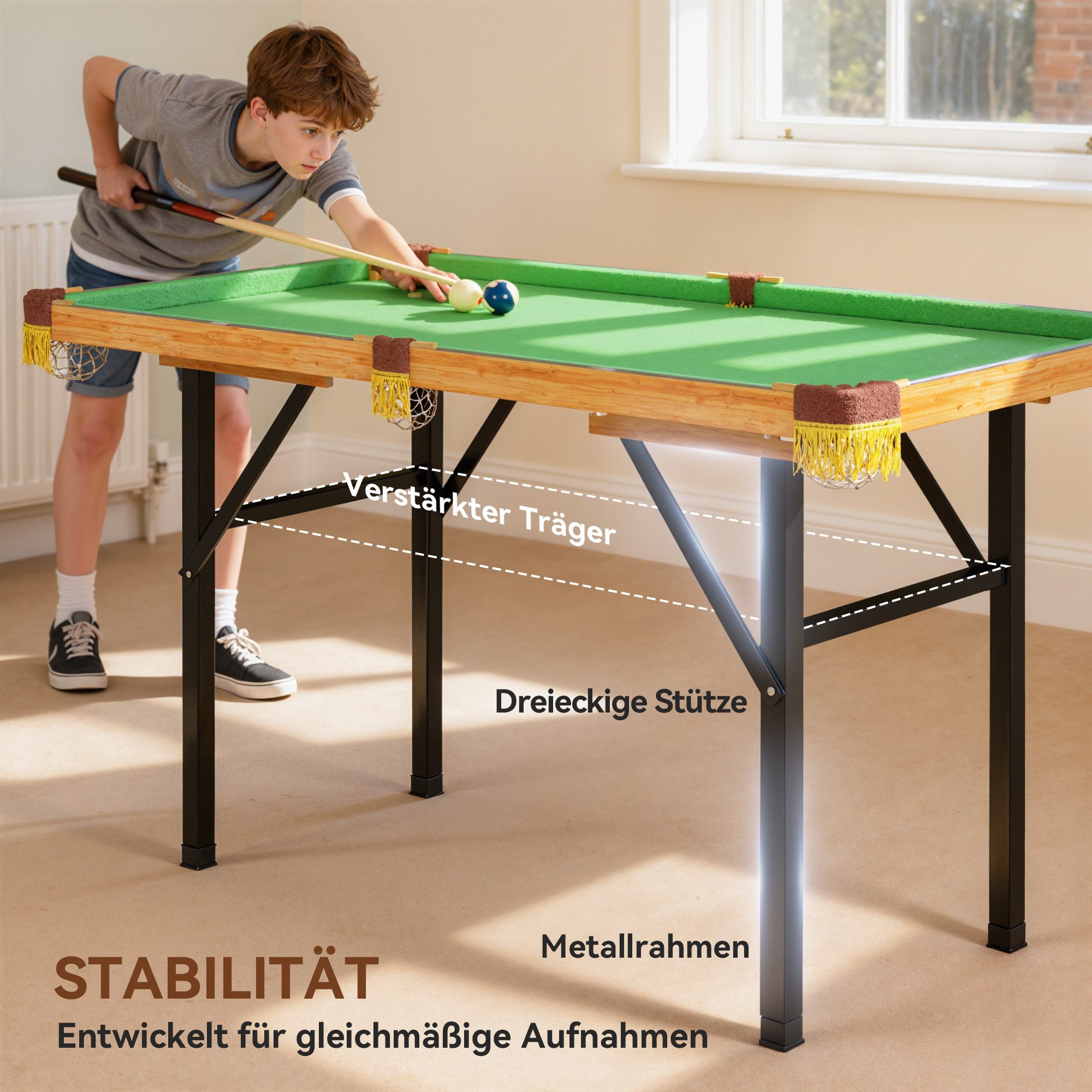 SPORTNOW Billardtisch mit Billardqueue und Billardkugel, (Spieltisch, 22-tlg), für Zuhause, Grün