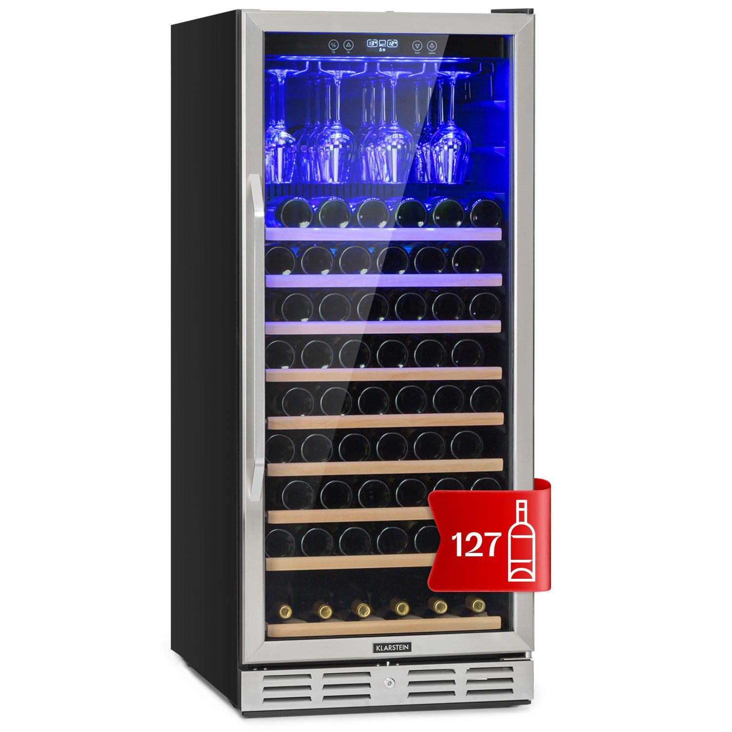 Klarstein Weinkühlschrank Vinovilla Grande 127, für 127 Standardflaschen á 0,75l,Wein Flaschenkühlschrank Weintemperierschrank Weinschrank Kühlschrank
