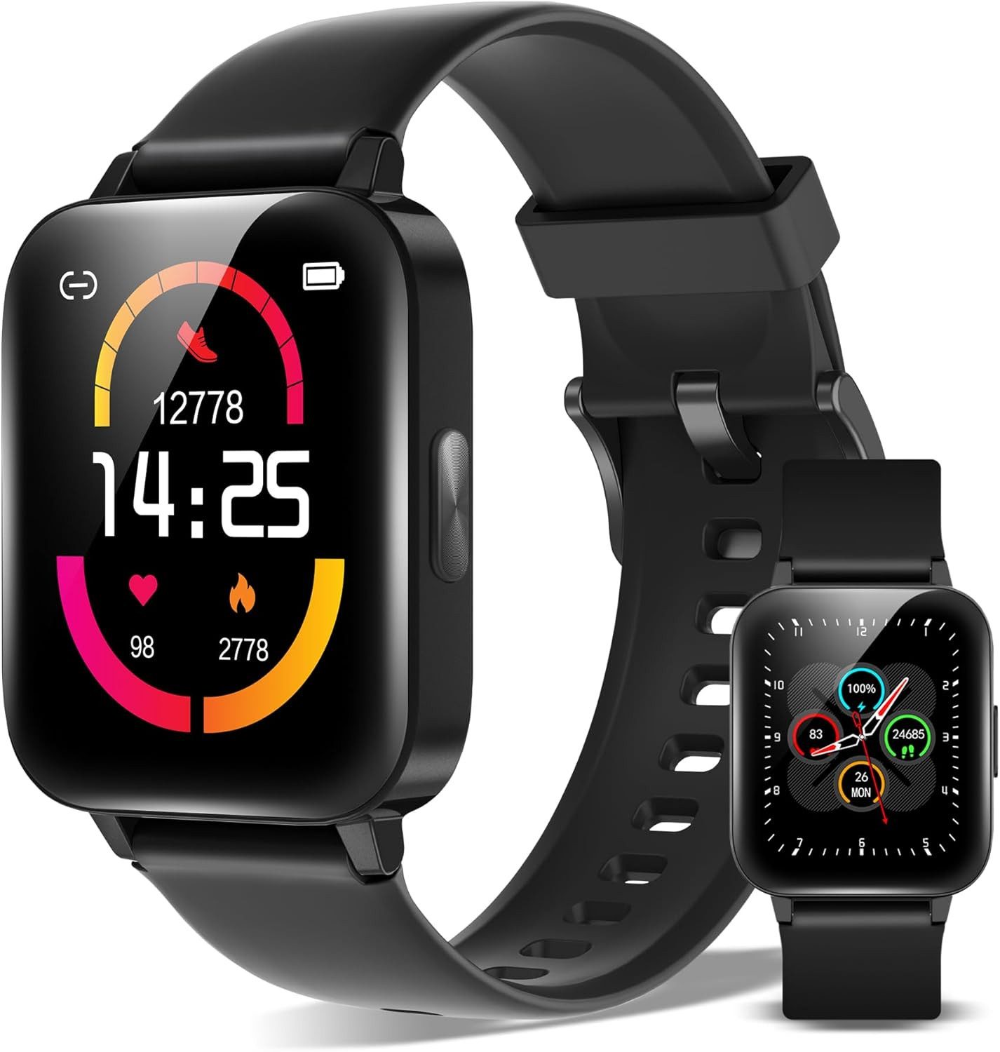 XINJI C1 Smartwatch (4,2 cm, android ios), Fitness Smartwatch mit 1.69 Zoll Touchdisplay und 5ATM Wasserschutz