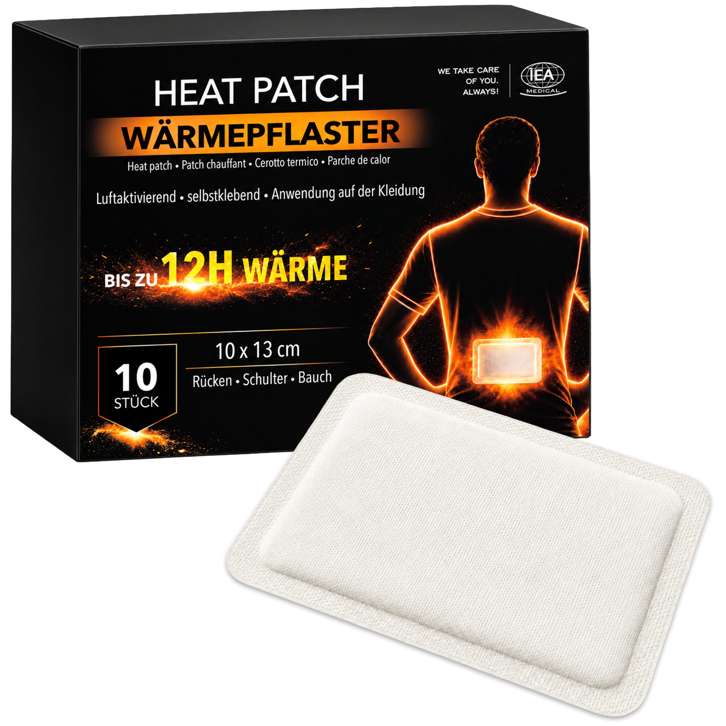 IEA Medical Wärmepflaster Wärmepflaster Tiefenwärme, Wärmepflaster Rücken, selbstklebend (Komplettset, 10 St., Set), Wärmepads Rücken, bei Muskel- und Gelenkschmerzen, Pain Relief Patch