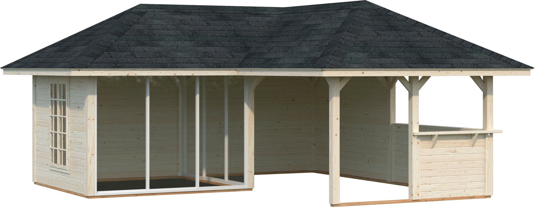 Palmako Holzpavillon Bianca 24,9 m² Set 3, mit 8 Seitenteilen, BxTxH:  588x588x323 cm