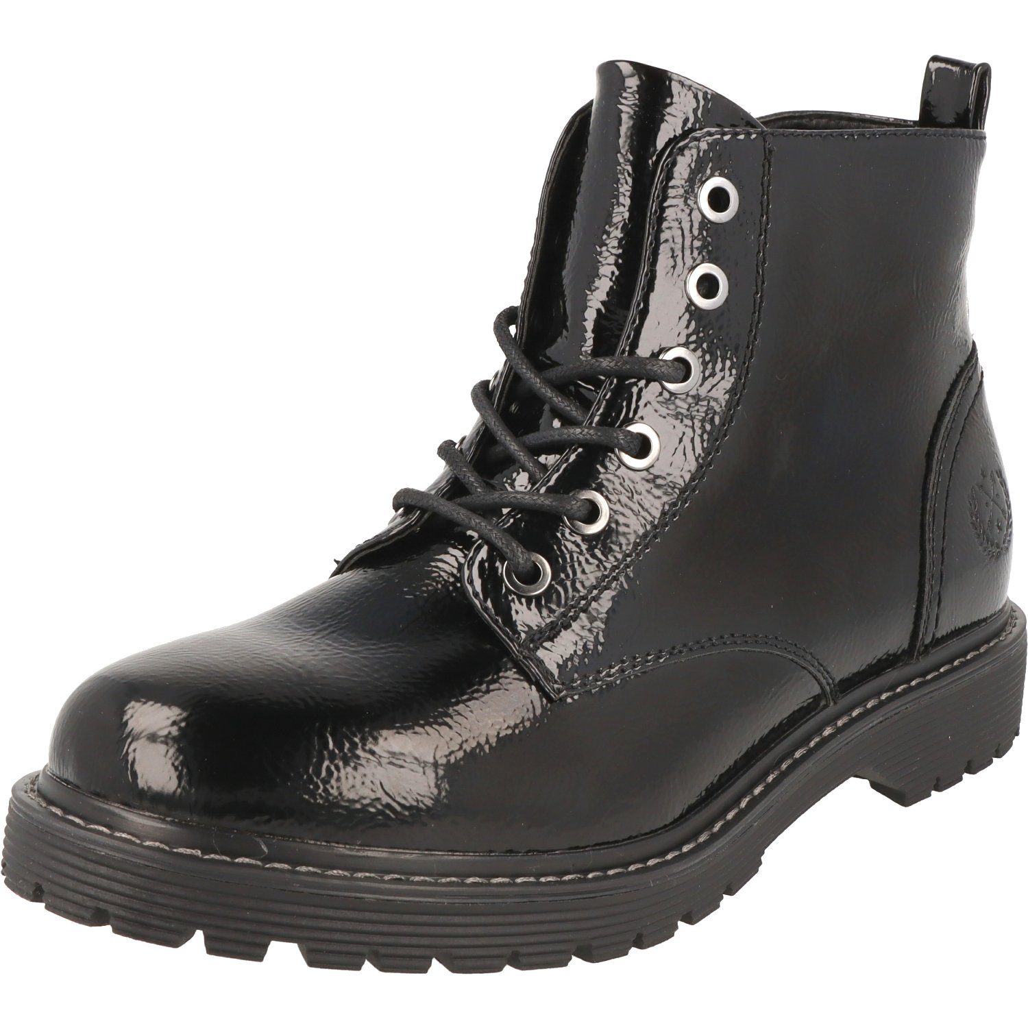Jane Klain Damen Schuhe Lack Boots Stiefel 252-366 Black Lack Schnürboots