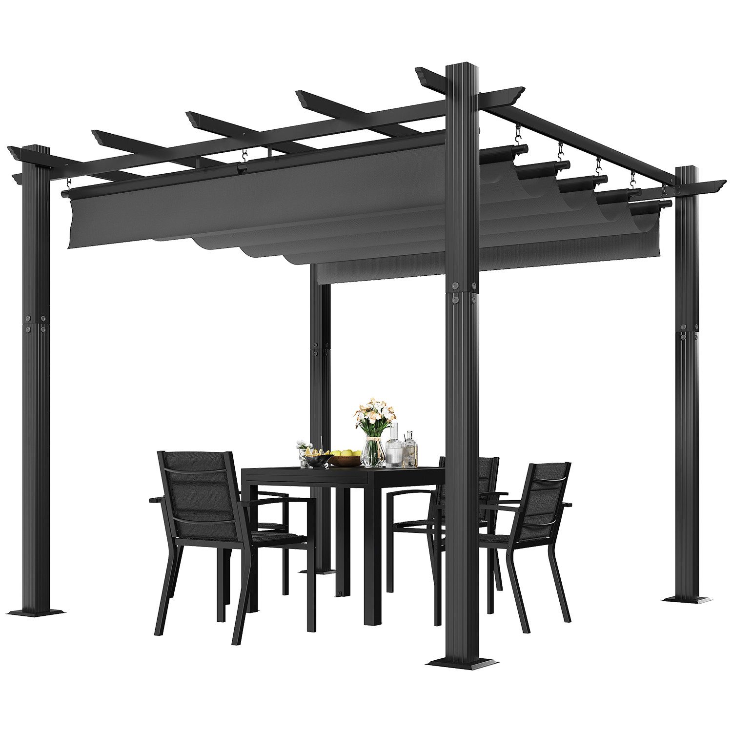 GUNJI Pergola 3x3/3x4m Gartenpavillon, Pergola UV-geschütztes Aluminiumgest günstig online kaufen