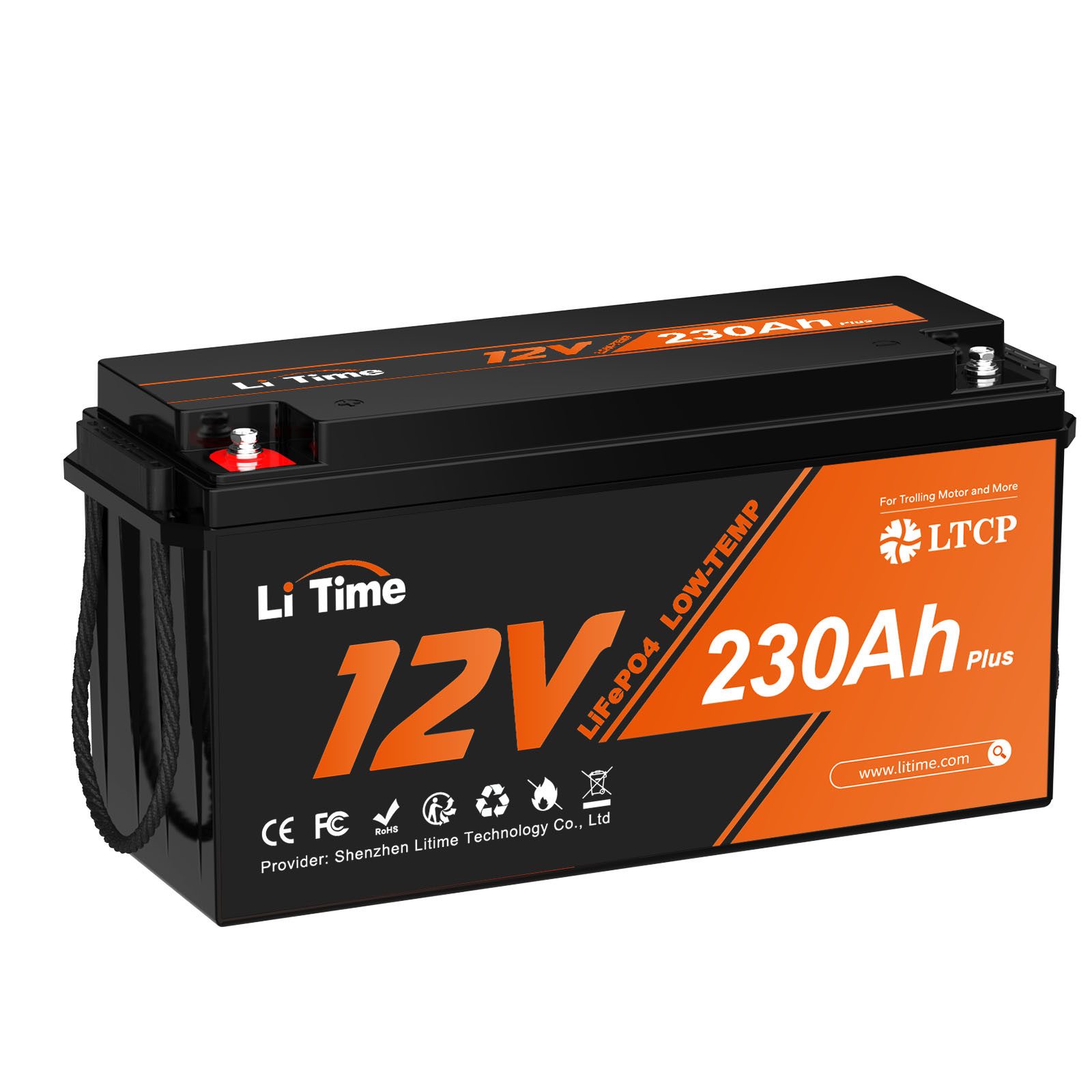 LiTime 12V 230Ah LiFePO4 Batterie Low-Temp-Schutz Wohnmobil Boot Versorgung Solarakkus (12 V), Zyklenfeste und erweiterbare Versorgungsbatterie für Camping, Schiff