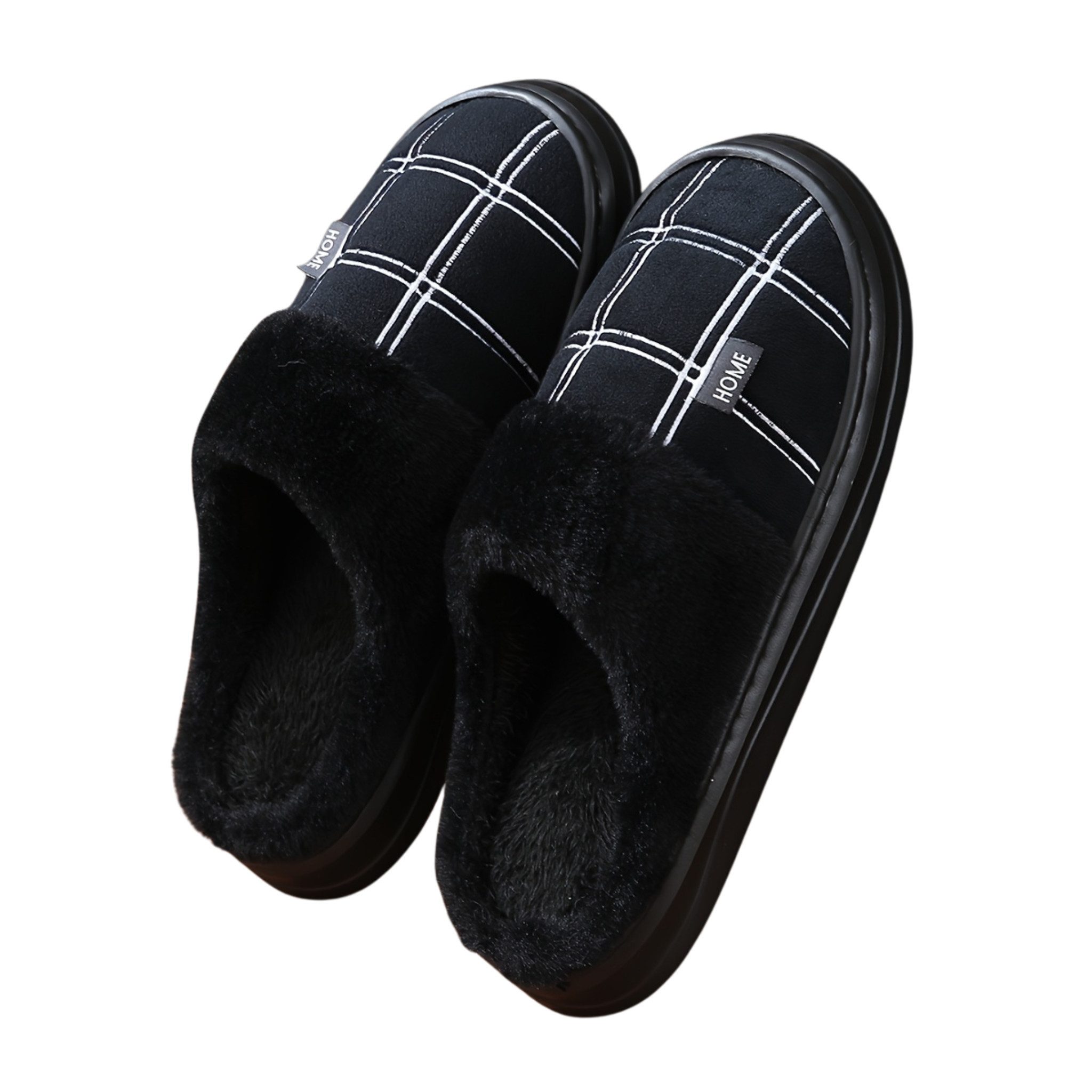 NEXORA Hausschuhe Damen Herren gefüttert rutschhemmend grau schwarz Hausschuh (Paar, Paar) Weich gefüttert, rutschhemmend, warm, bequem, kuschelig, Unisex