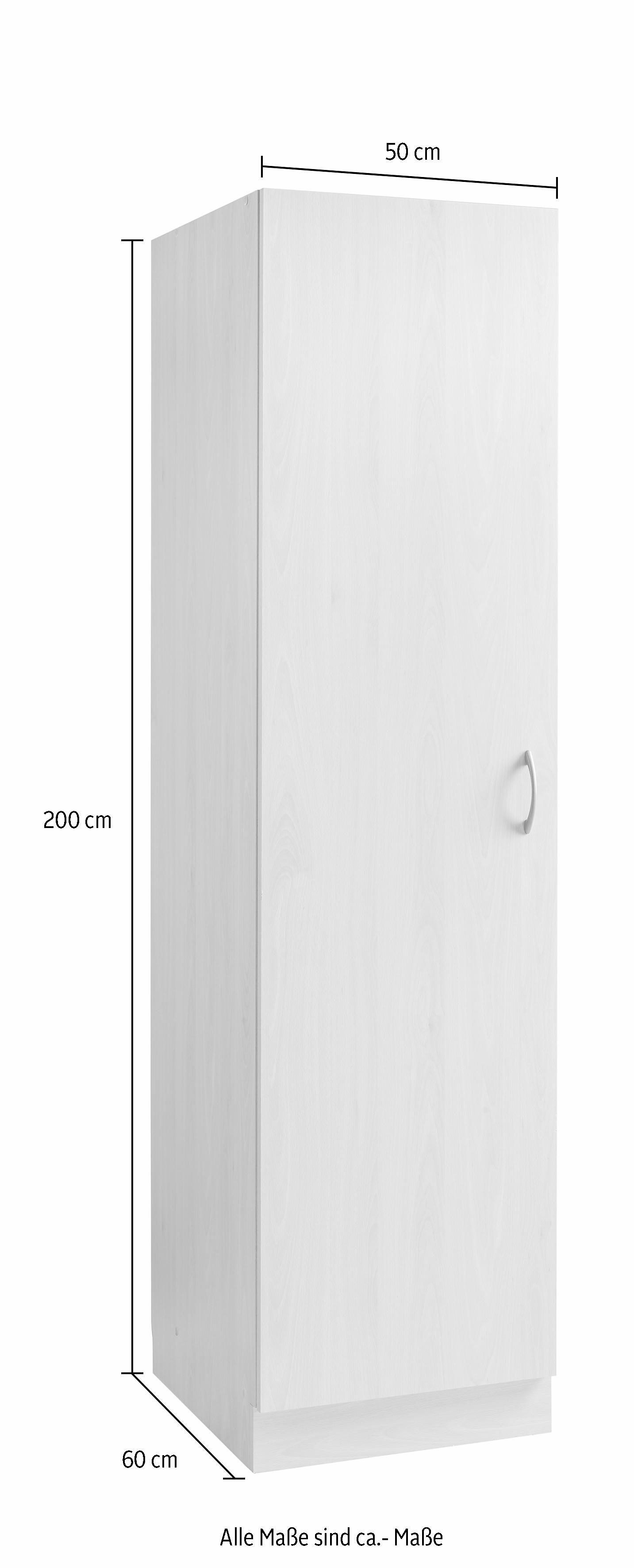 wiho Küchen Seitenschrank Kiel 50 breit, Höhe Weiß | cm 200 cm Weiß