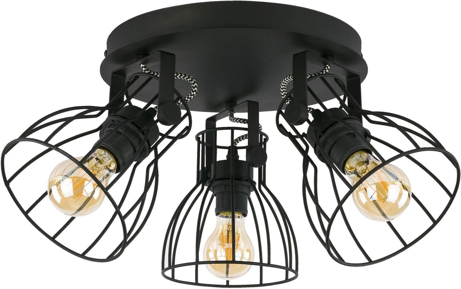 Licht-Erlebnisse Deckenlampe Metall Lampe ALANO, Wohnzimmer Deckenstrahler verstellbar rund Schwarz Leuchtmittel, Spot ohne