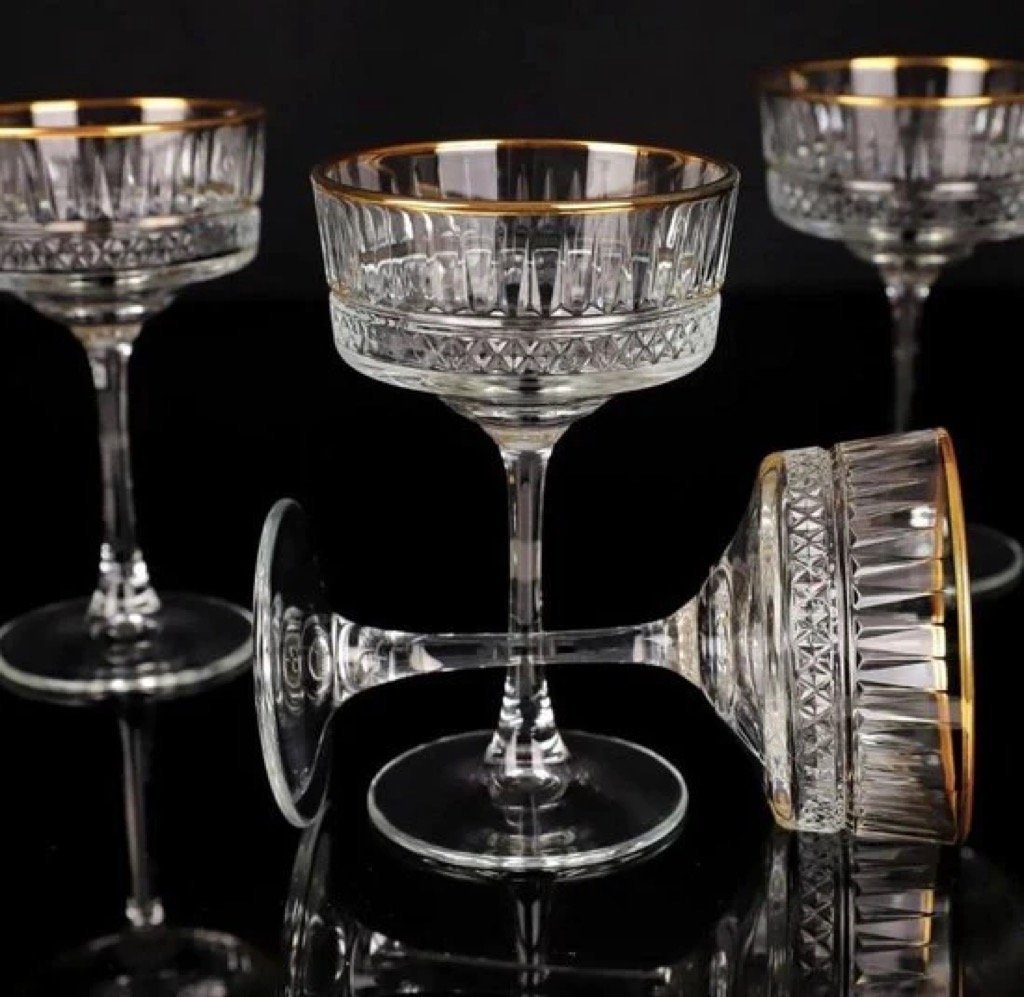 Pasabahce Gläser-Set Elysia Golden Touch Champagne Gläser (Art.nr:440436) 4er Set, Glas, Ca. Höhe 16,5 cm, Durchmesser 10cm,Fassungsvermögen 260ml.