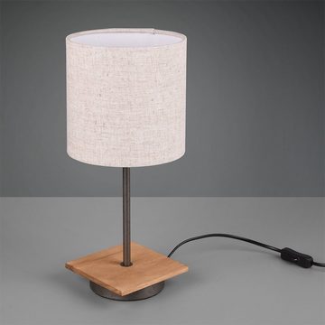 etc-shop Tischleuchte, Leuchtmittel nicht inklusive, Textil Schreib Nacht Tisch Leuchte Lese Holz Lampe Wohn Zimmer
