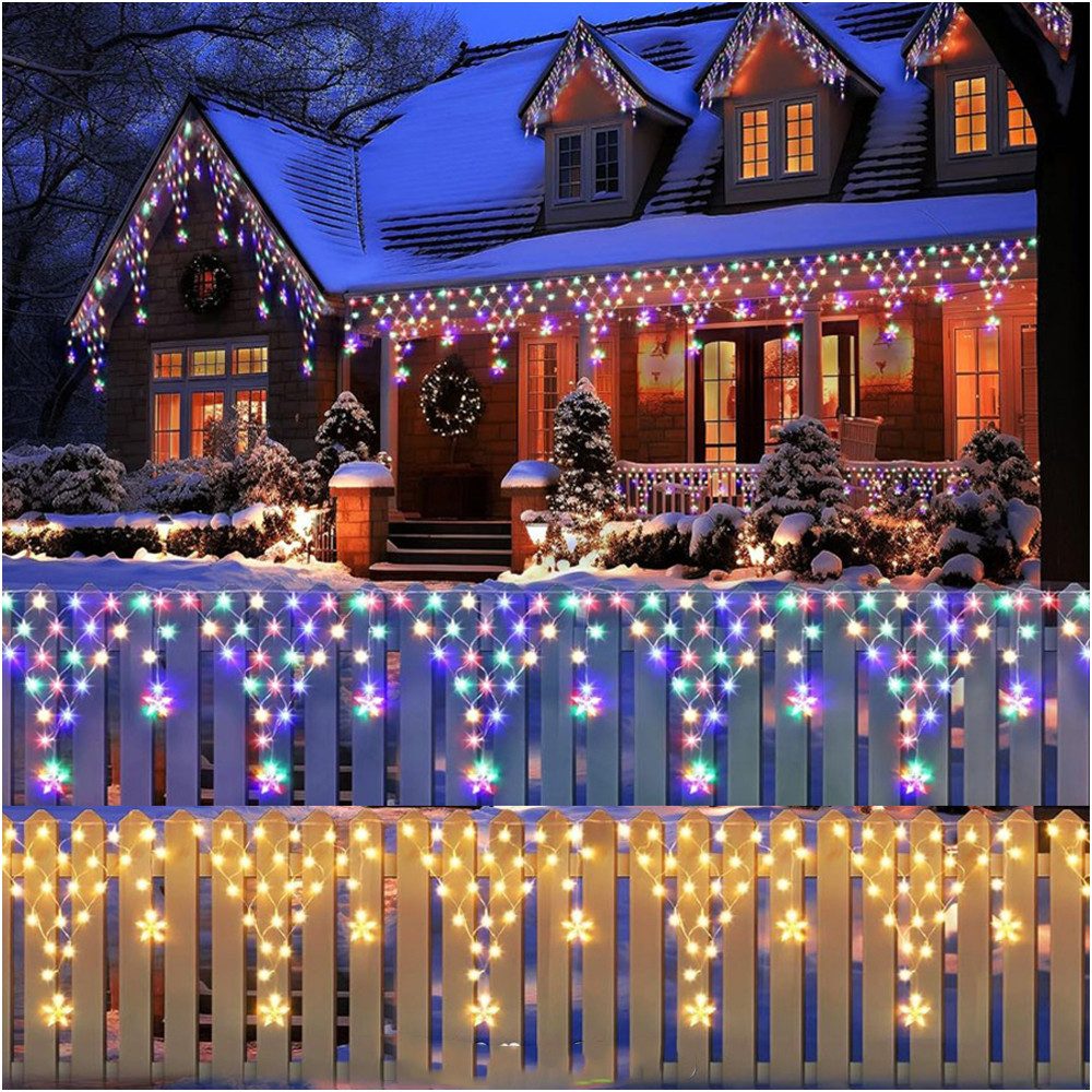 PRIISF LED-Lichtervorhang 4M Eisregen Lichterkette Weihnachtsbeleuchtung günstig online kaufen