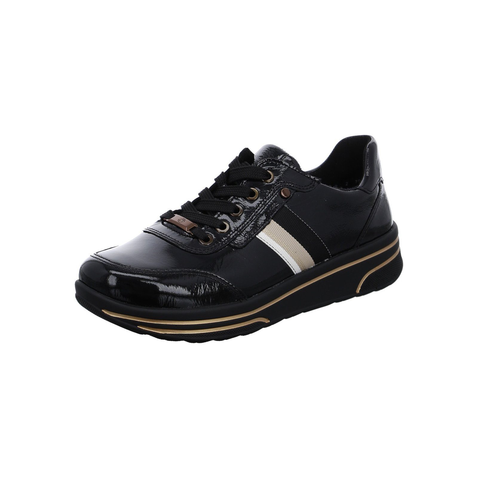 Ara Sapporo - Damen Schuhe Schnürschuh Sneaker Lackleder schwarz