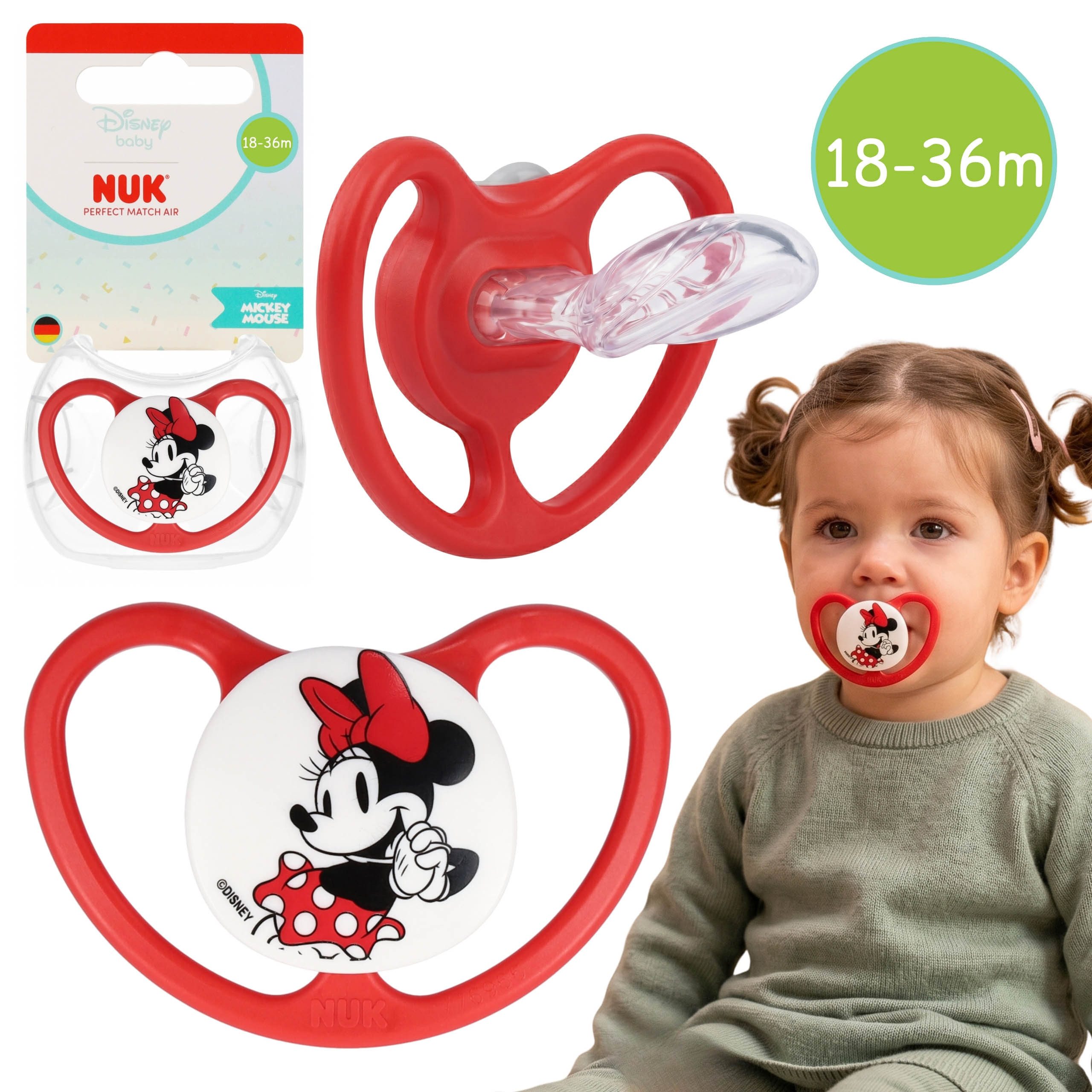 Schnuller NUK Minnie Mouse Schnuller Silikon 18–36 Monate mit Etui