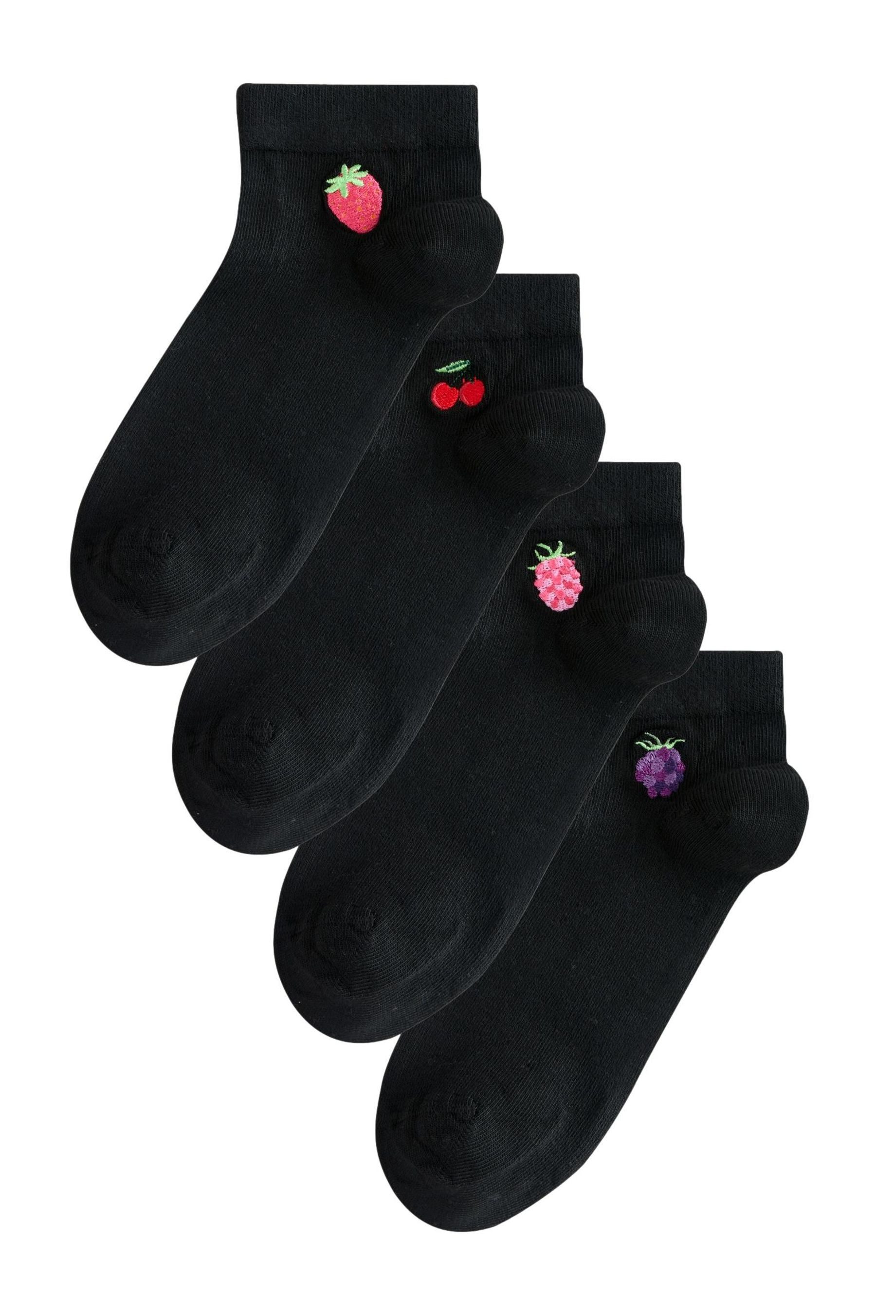 Next Basicsocken Sneaker-Socken mit gesticktem Motiv, 4er-Pack (1-Paar)