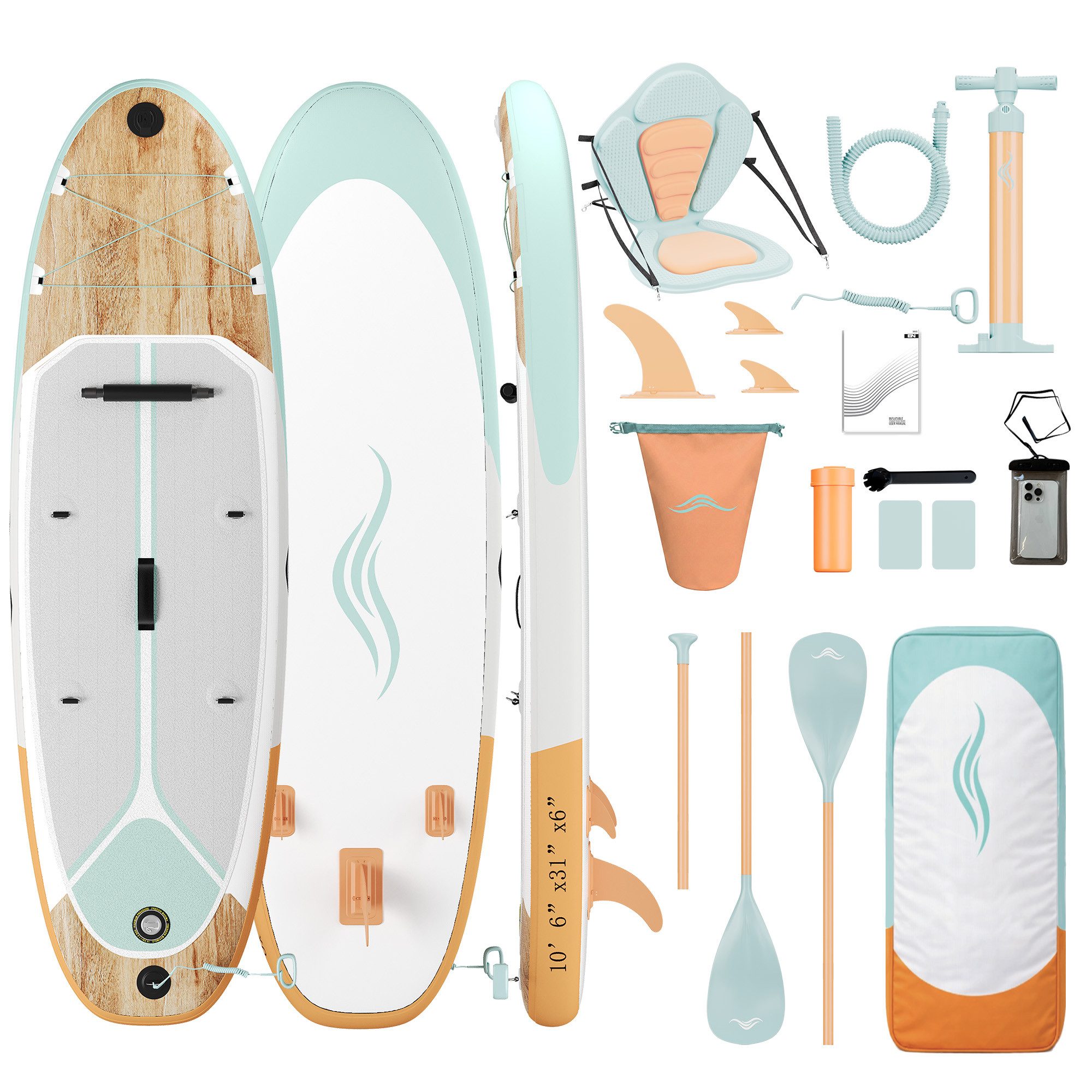 GUNJI Inflatable SUP-Board Inflatable SUP-Board Stand Up Paddle Board 320x75x15cm