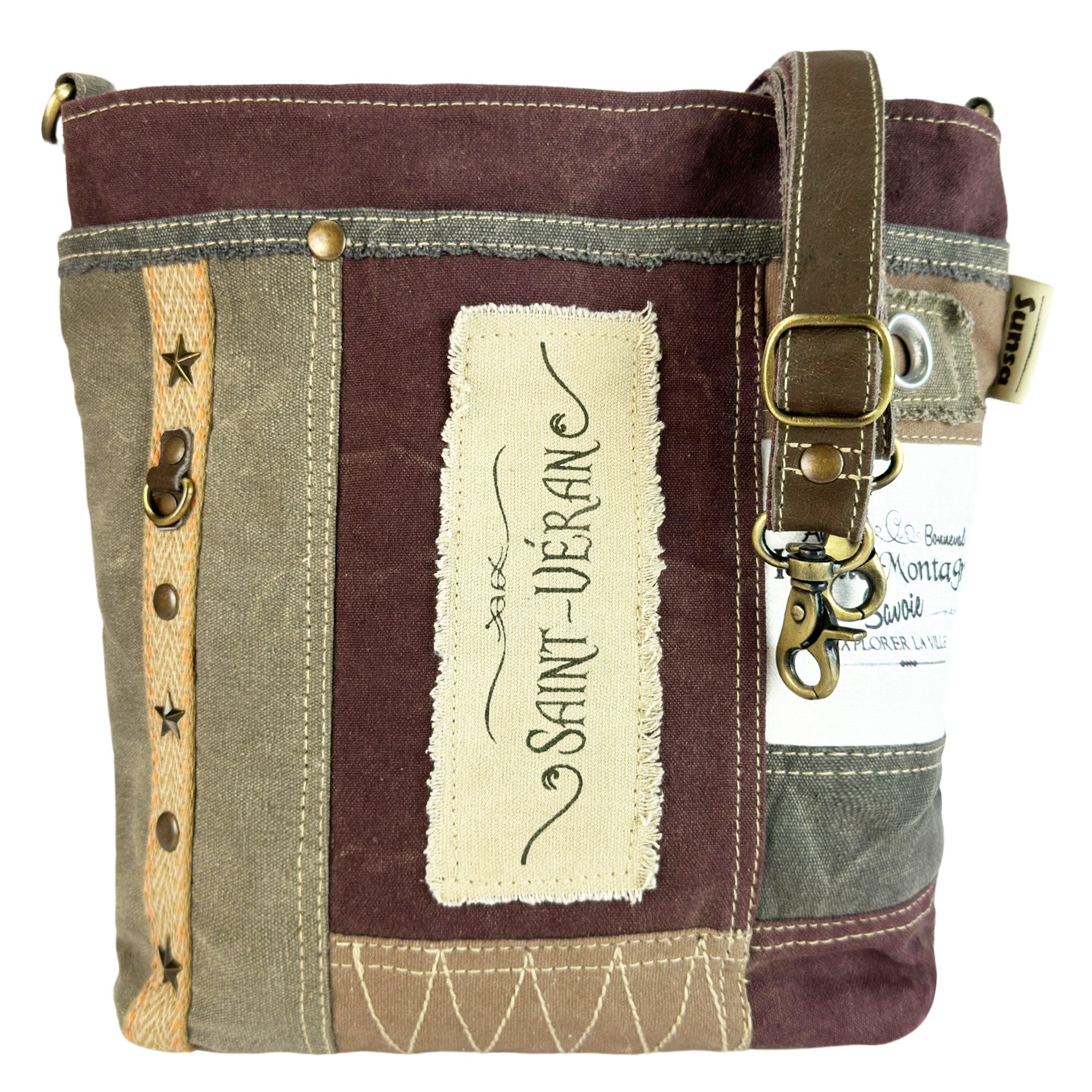 Umhängetasche Sunsa Vintage Umhängetasche. Patchwork Canvas Crossover Tasche