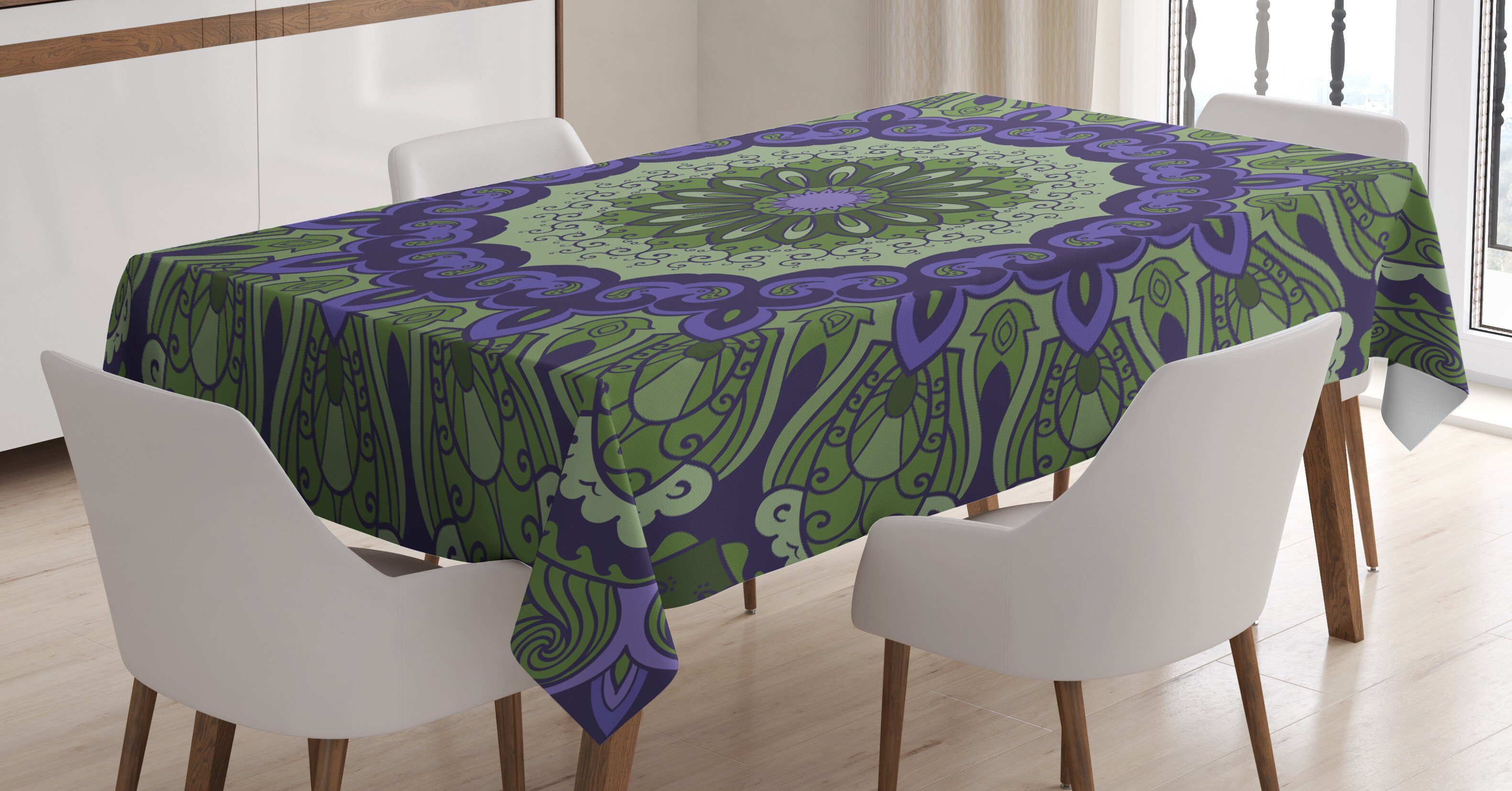 Abakuhaus Tischdecke Farbfest Waschbar geeignet Für lila Außen Farben, Mandala Mandala-Blätter den Bereich Klare
