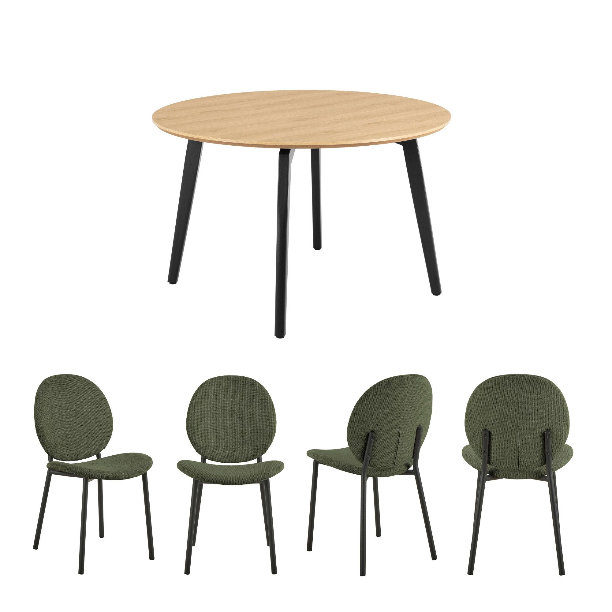 ACTONA GROUP Esszimmer-Set Essgruppe, Speisetisch mit Wohnzimmerstühlen, (Set, 5-St., 1x Tisch + 4x Stühle), 1x Tisch + 4x Stühle