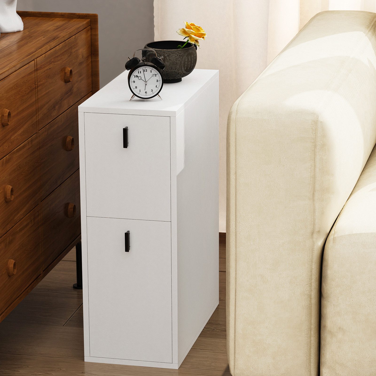 JEOBEST Nachttisch Nachtschrank Beistelltisch mit 2 Schubladen, Schmal, Mod günstig online kaufen