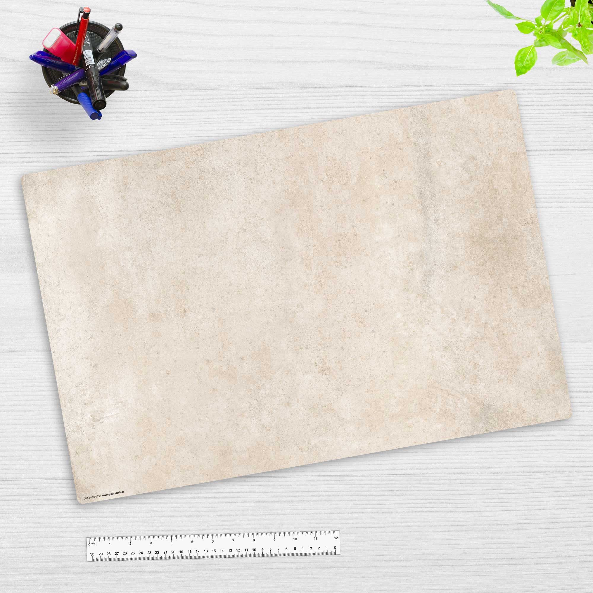 cover-your-desk.de Schreibtischunterlage abwaschbar - heller Stein in beige - premium Vinyl - Made in Germany, (1 tlg)
