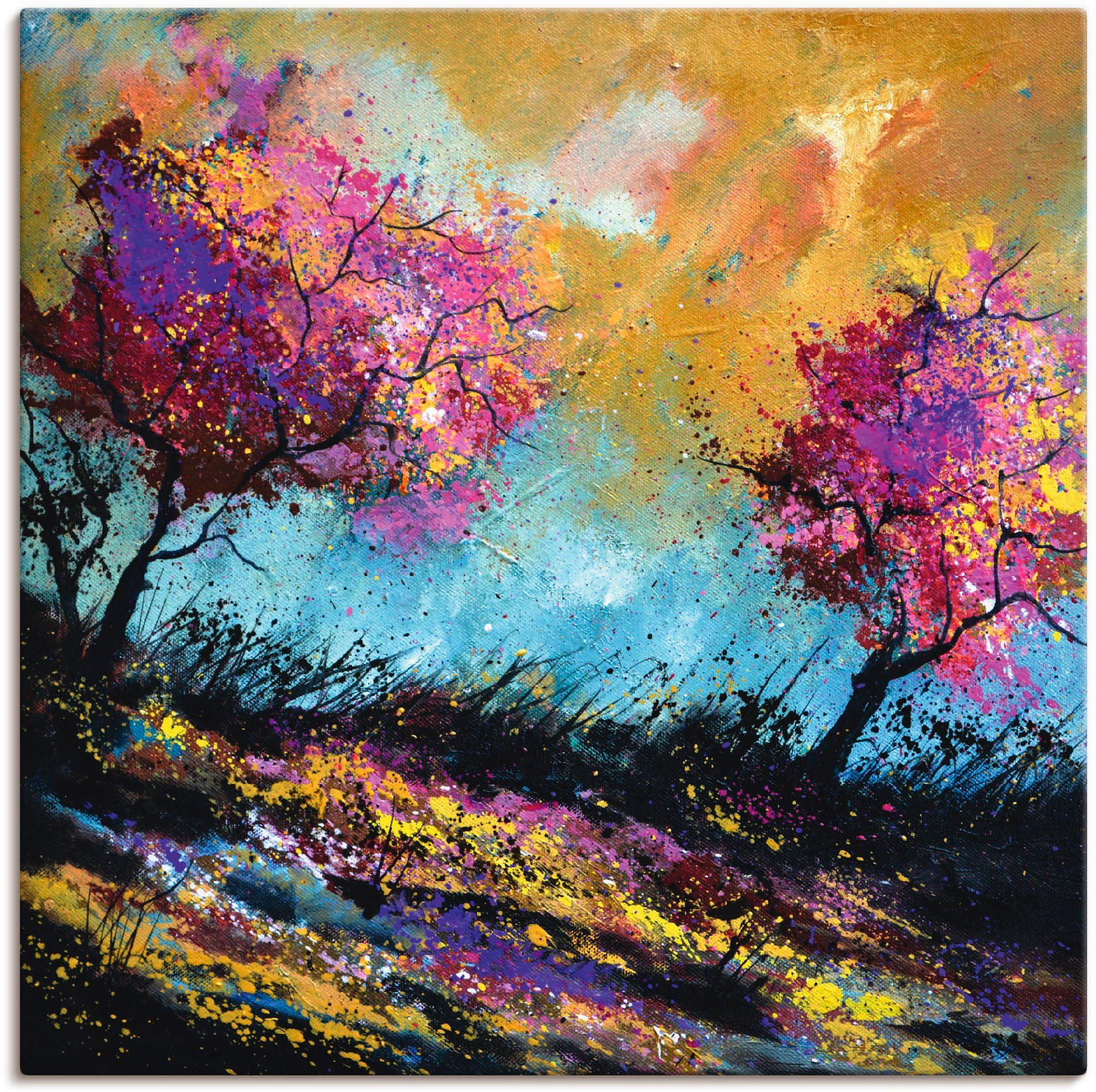 Artland Leinwandbild Herbst-Eichen, Wiesen & Bäume (1 St), auf Holzrahmen gespannt