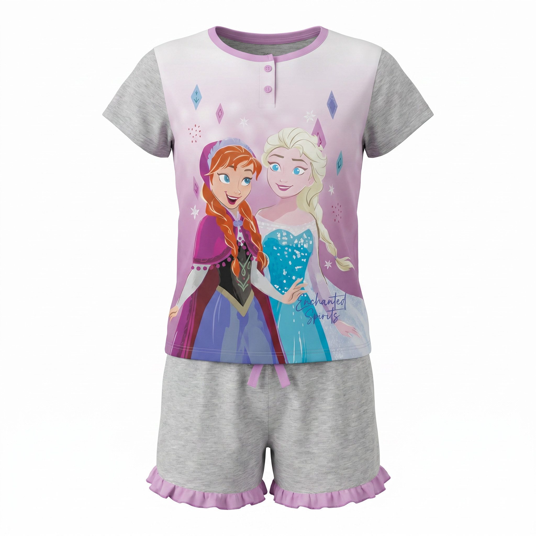 Disney Schlafanzug Disney Die Eiskönigin Elsa Kinder kurzarm Pyjama 100% Baumwolle, Gr. 98 bis 128