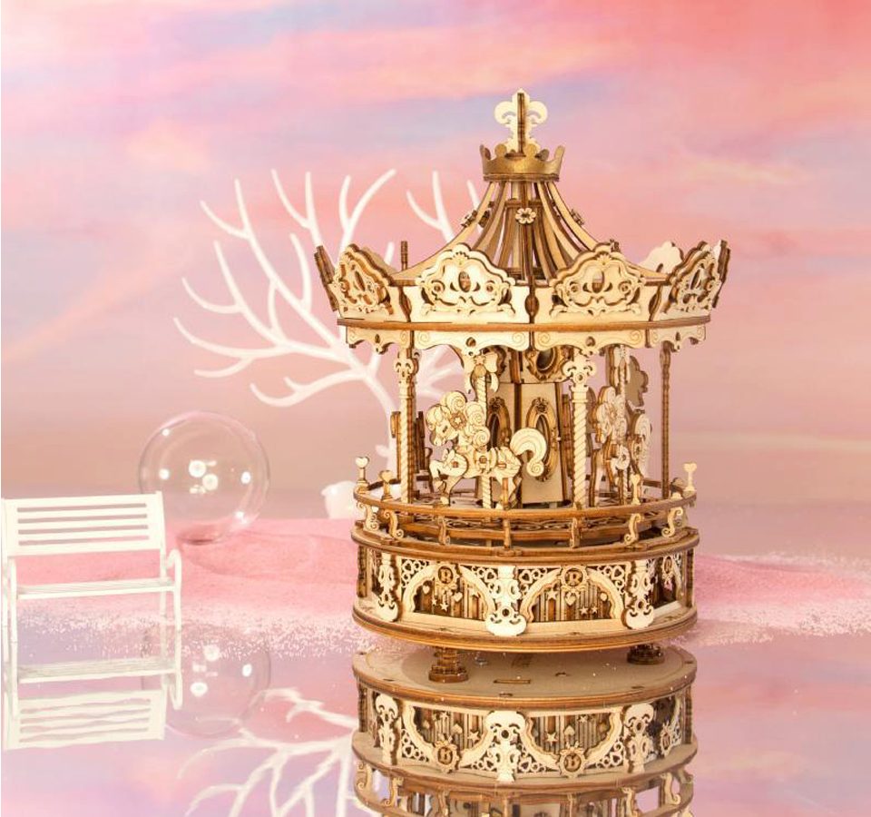 Robotime 3D-Puzzle Mechanisches Karussell 3D Puzzle, 384 Puzzleteile