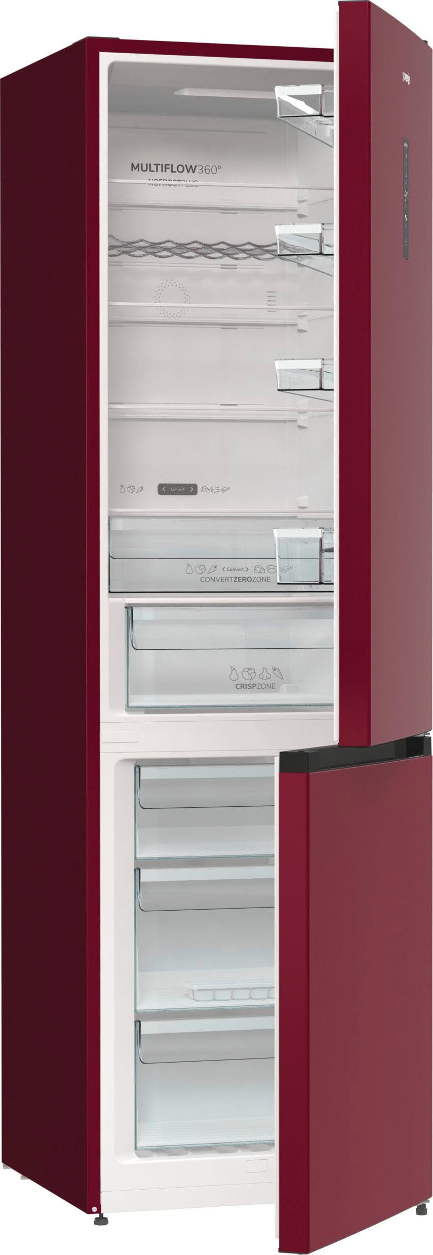 Kühl-/Gefrierkombination 200 GORENJE 60 breit cm bordeaux NK89C0DR, cm hoch,