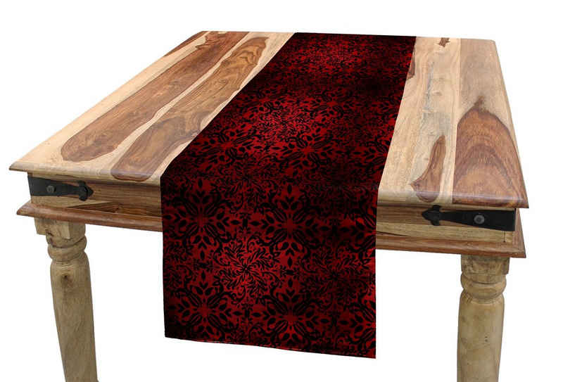 Abakuhaus Tischläufer Esszimmer Küche Rechteckiger Dekorativer Tischläufer, rot schwarz Orient Blumen Blätter