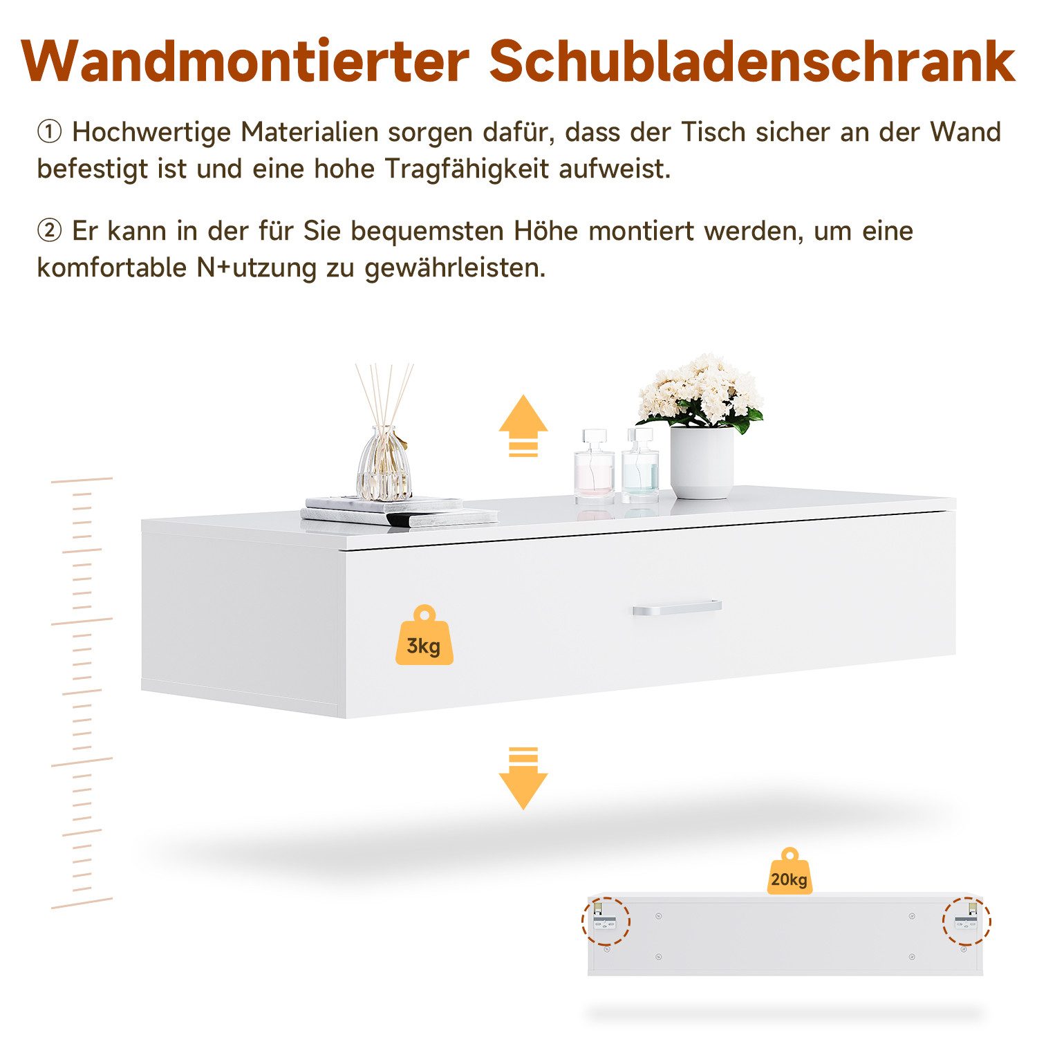 SONNI Schminktisch Weißer Schminktisch,Schreibtische, wandmontierte Tische