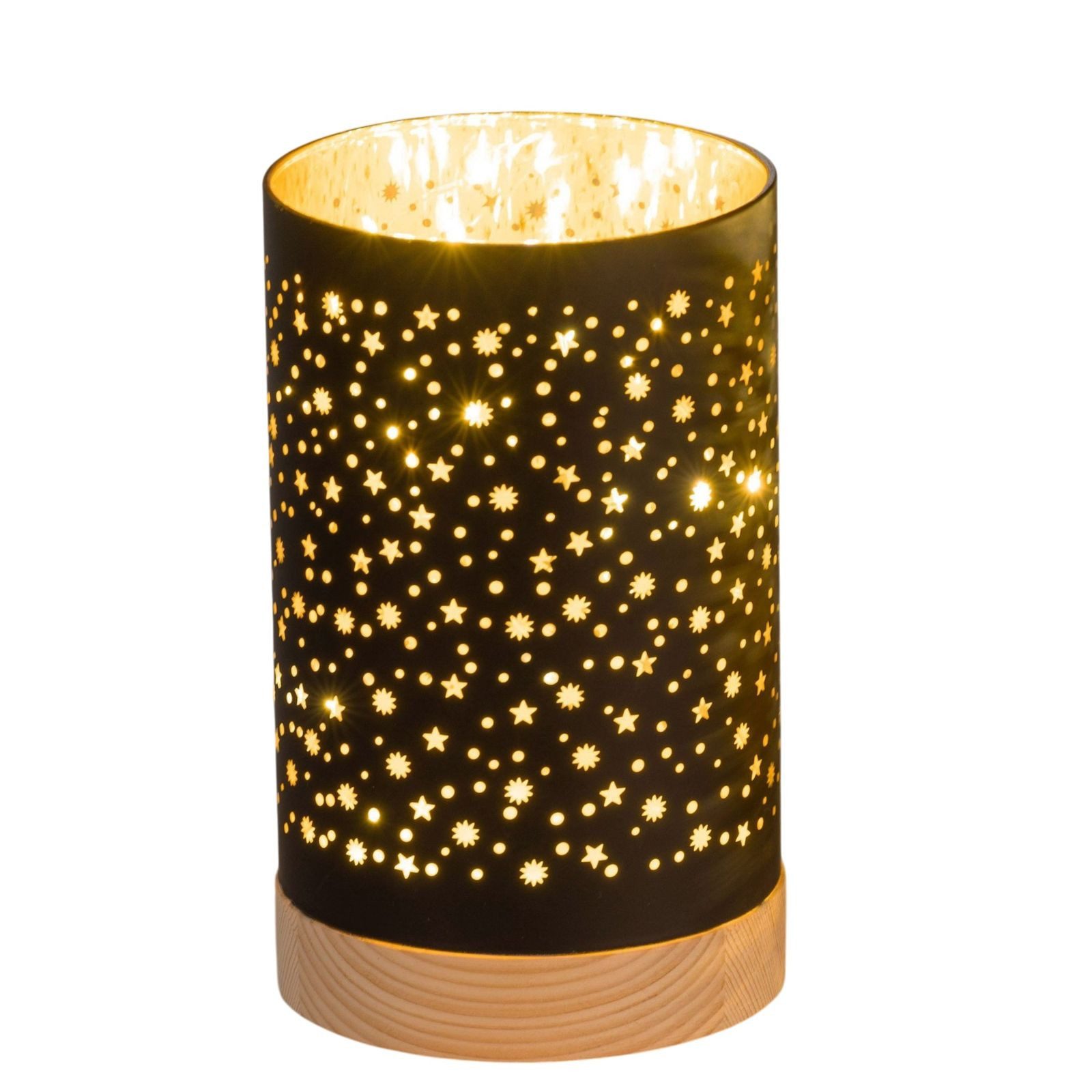 formano LED Dekolicht LED Deko Licht Schwarz 15 cm Glas mit Timerr 6h/18h Weihnachten, LED fest integriert
