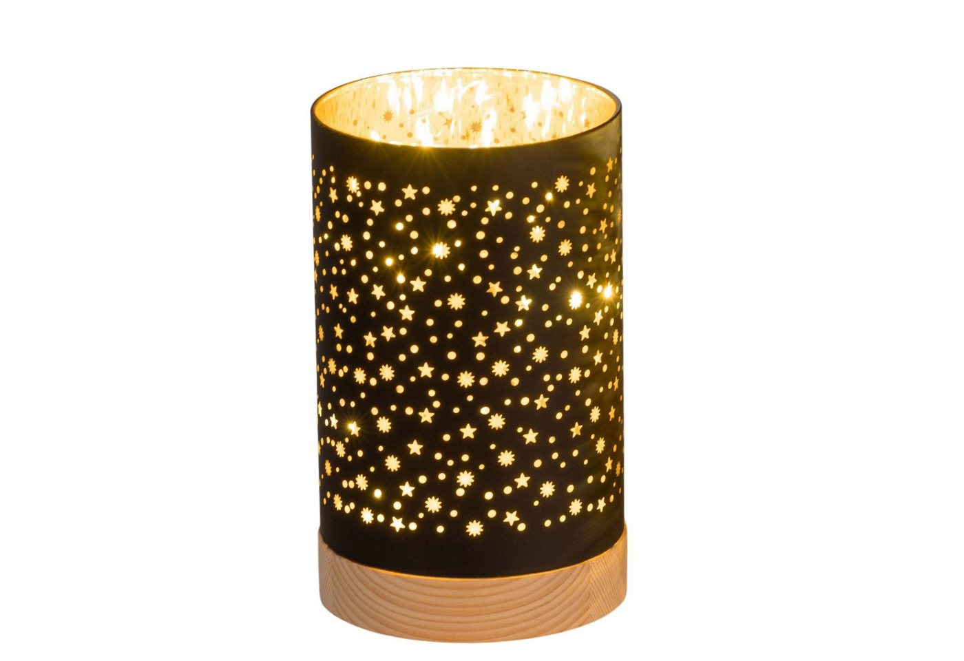 formano LED Dekolicht LED Deko Licht Schwarz 15 cm Glas mit Timerr 6h/18h Weihnachten, LED fest integriert