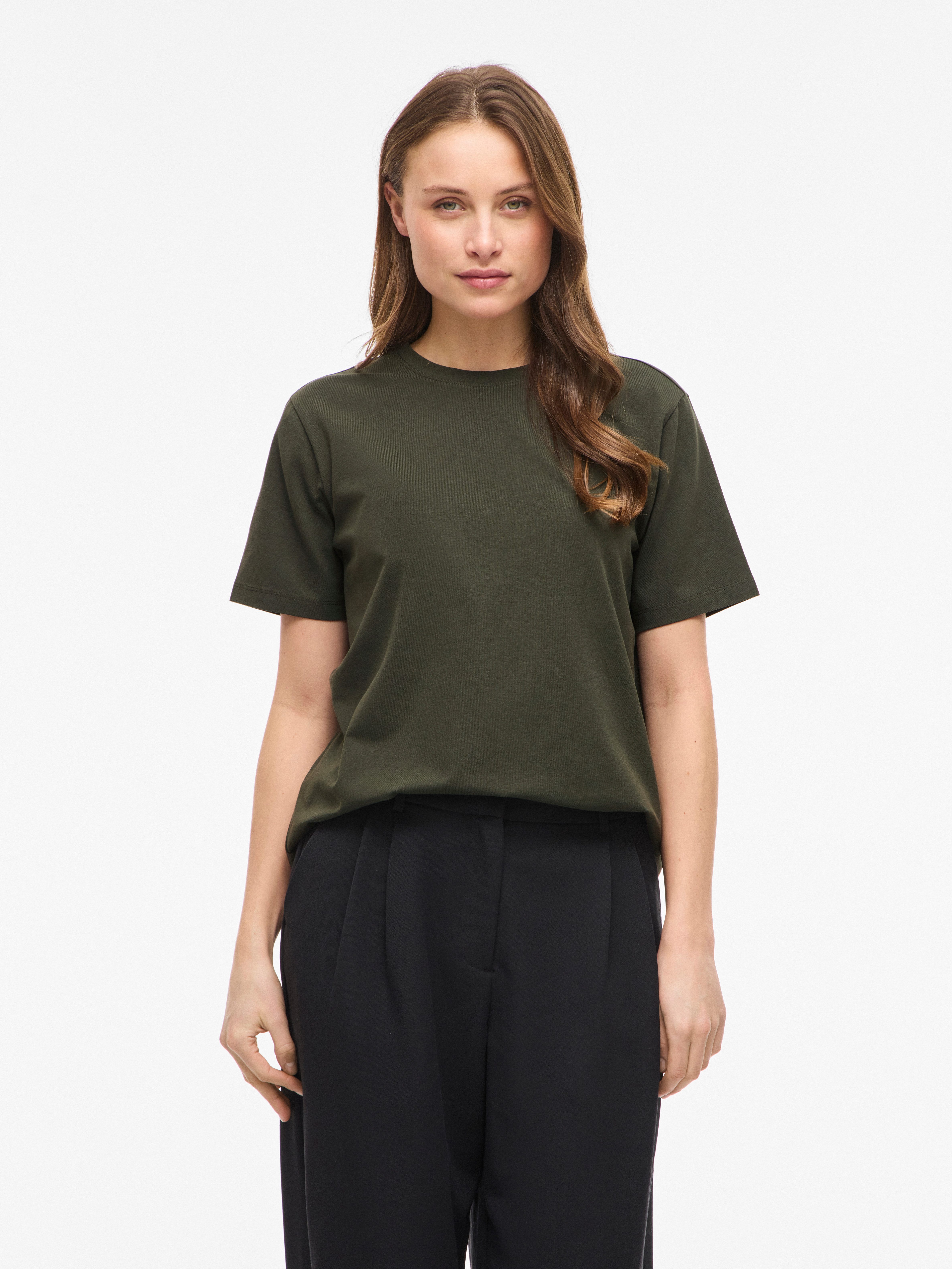 Vila Kurzarmshirt VINORA S/S T-SHIRT - NOOS Baumwollmischung, regular fit