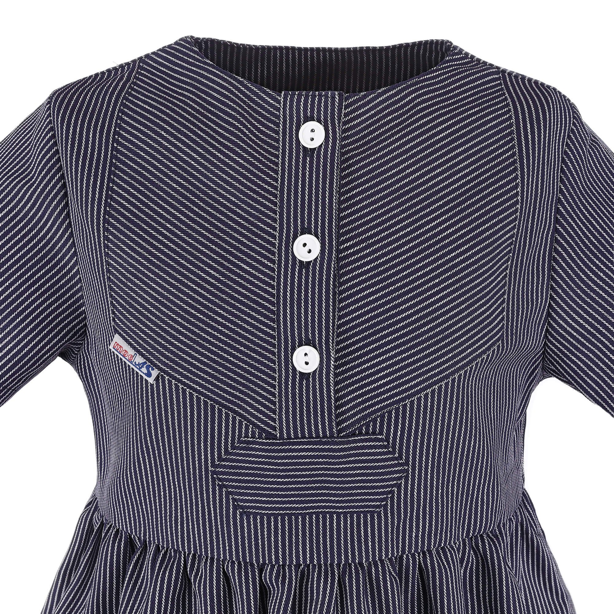 Blau (11) modAS Fischerkleid schmaler Gestreiftes - Kleid Sommerkleid Streifen Kinder Finkenwerder-Stil Klassisch