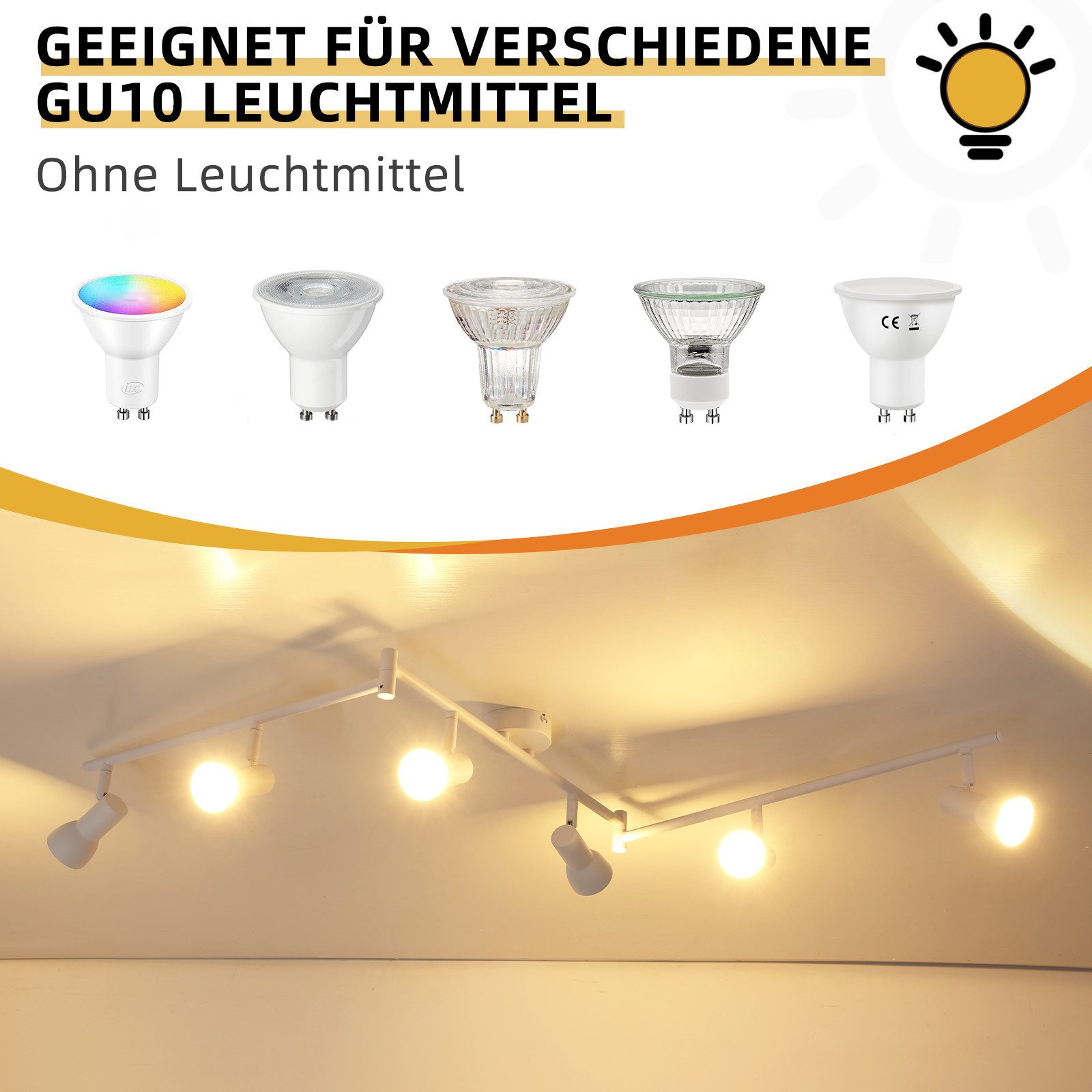 ZMH Deckenstrahler 6 Flammig Schwarz/Weiß GU10 günstig online kaufen