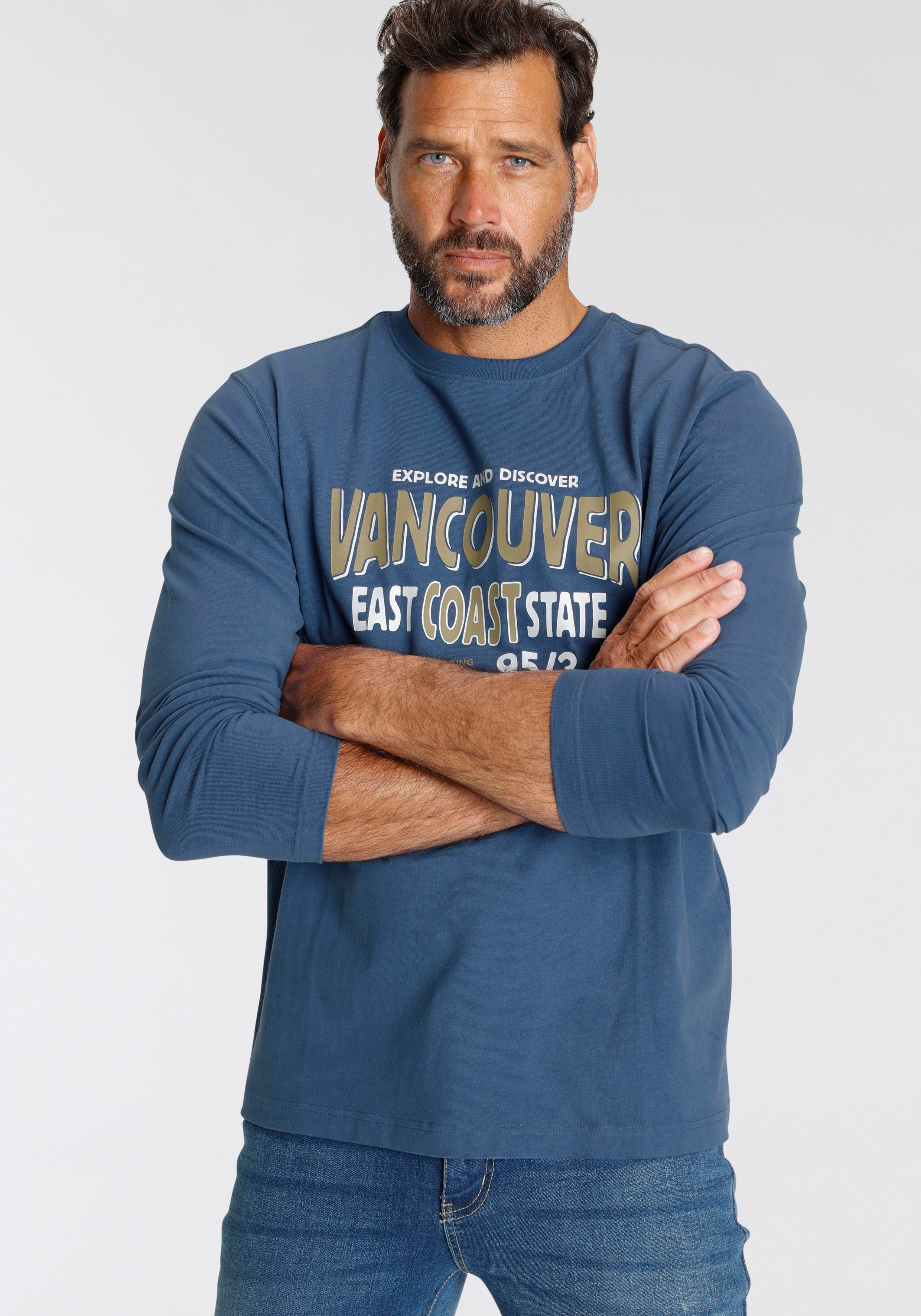 Man's World Langarmshirt Langarm, bedruckt, Rundhalsausschnitt, aus Baumwol günstig online kaufen