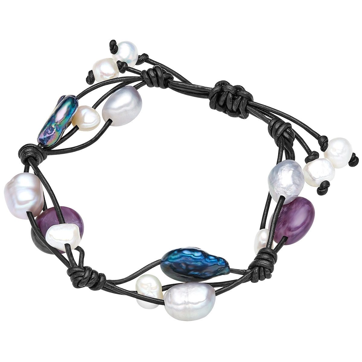 Valero Pearls Lederarmband X443 (1-tlg), aus Süßwasser-Zuchtperlen