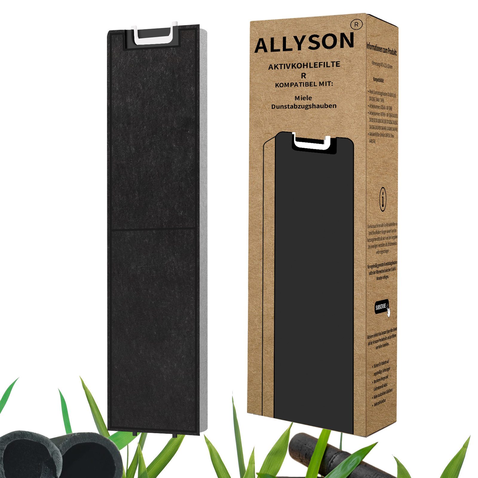 Allyson Aktivkohlefilter Miele Dunstabzugshaube Ersatz Aktivkohle Küchenfilter, Zubehör für Modelle DA 3366/3466/3496, Bekämpft Fett & Gerüche/Einsetzbar statt DKF13 / DKF 13-1