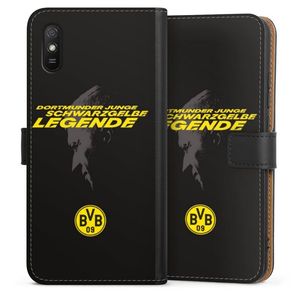 DeinDesign Handyhülle Marco Reus Borussia Dortmund BVB Danke Marco Schwarzgelbe Legende, Xiaomi Redmi 9A Hülle Handy Flip Case Wallet Cover Handytasche Leder