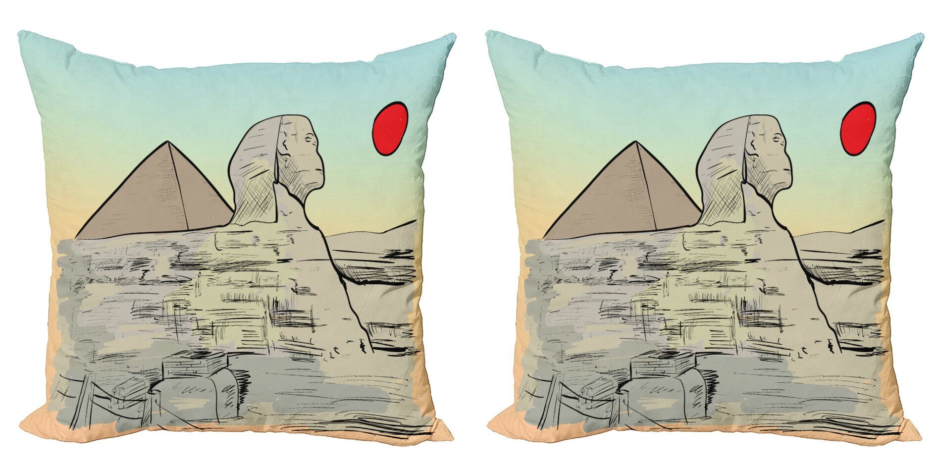 (2 Digitaldruck, Stück), Kunst Abakuhaus Architektur Doppelseitiger Kissenbezüge Ägyptisch Accent Modern