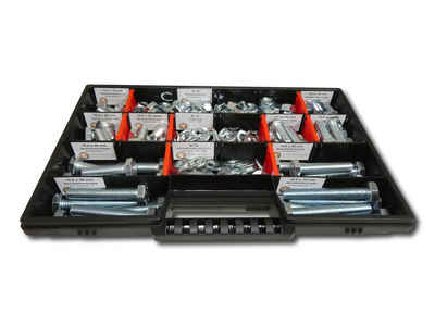 Schraubenbox24 Schrauben-Set mit Muttern Unterlegscheiben Federringen M8 // 12mm-70mm, (DIN 933 ISO 4017, 400 St., galvanisch verzinkt), 400 Teile
