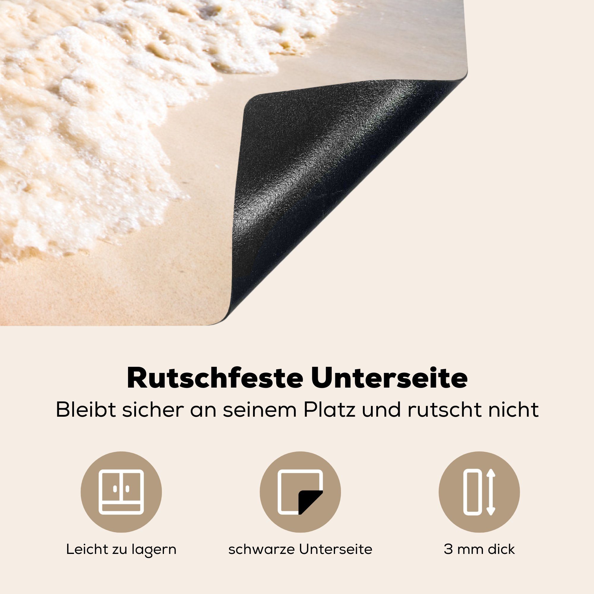 Induktionskochfeld MuchoWow - - 81x52 (1 küche, für Herdblende-/Abdeckplatte Schutz Sand die Strand Vinyl, Füße, cm, tlg), Ceranfeldabdeckung