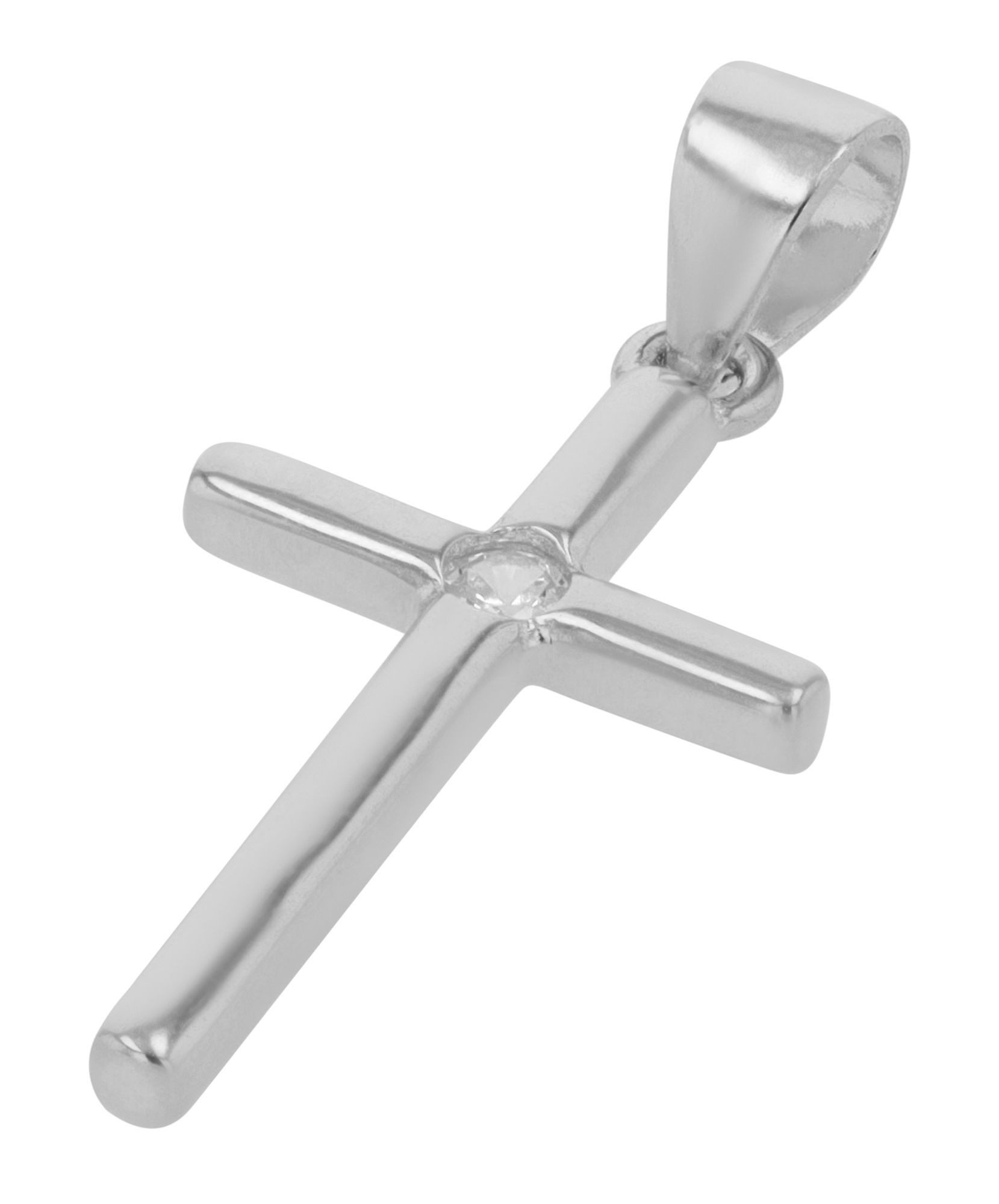 Kettenanhänger Anhänger – Kreuz Kreuzanhänger aus 925 Silber mit Zirkonia