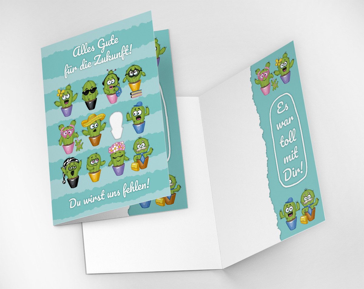 JUNAPACK Abschiedskarte mit Umschlag XXL A4 lustige Klappkarte Jobwechsel Kündigung Kollegen, Witzige A4-Klappkarte mit UV-Lack, viel Platz und passendem Umschlag