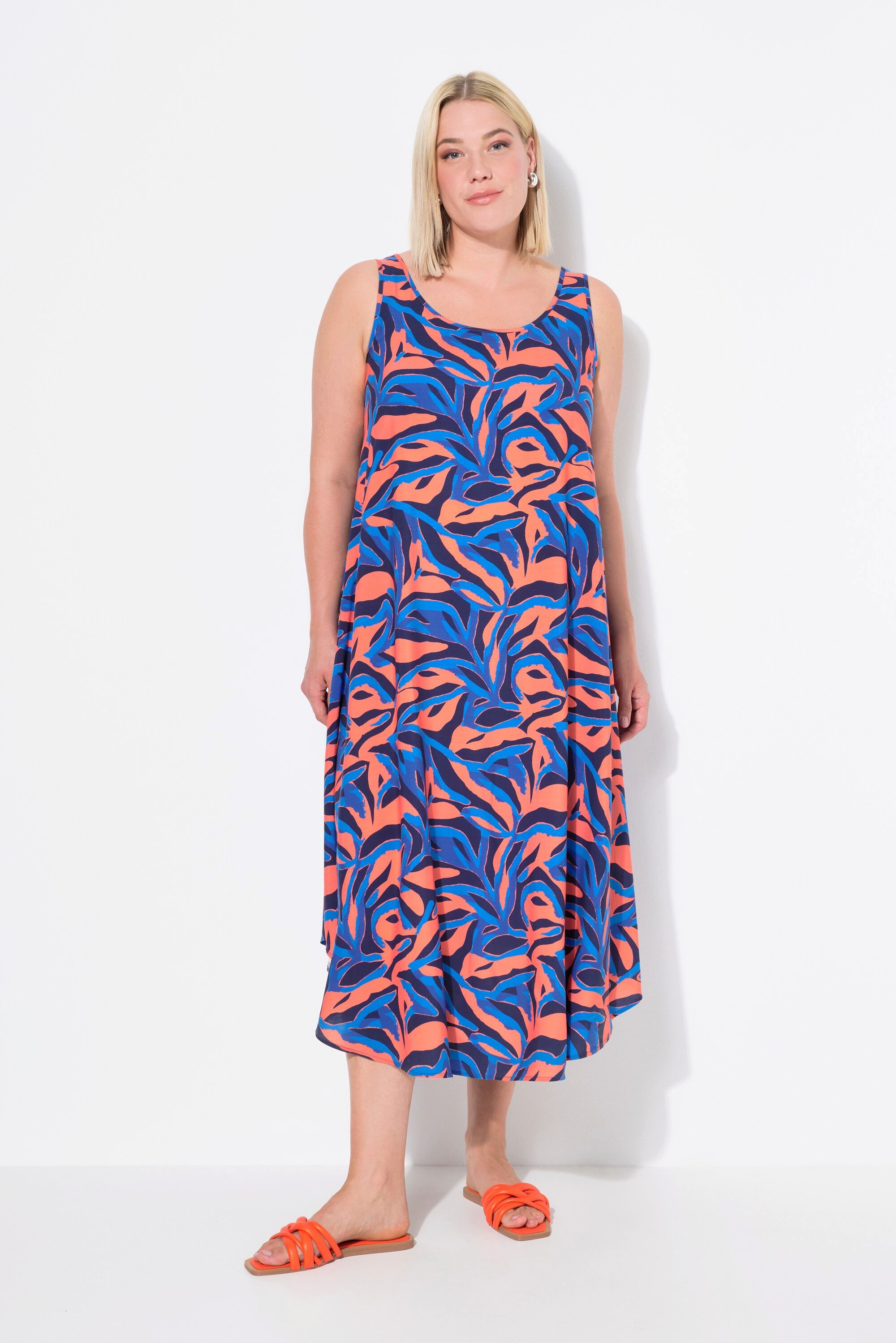 Ulla Popken Maxikleid Kleid Korallenmuster Rundhals günstig online kaufen