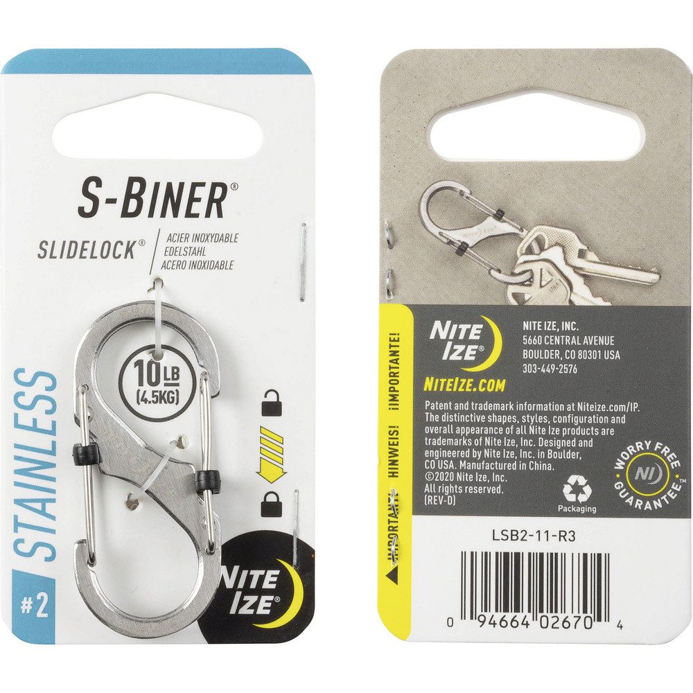 Nite Ize Tunnelzelt NITE Ize NI-LSB2-11-R3 Karabiner SideLock S-Biner 2 50 mm x 22 mm x