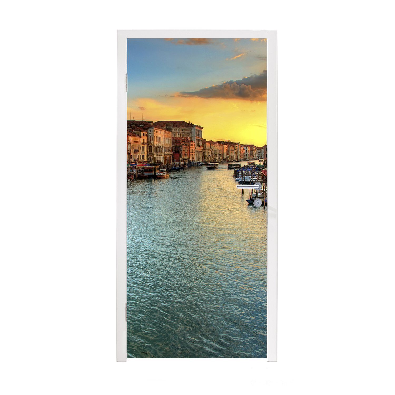 MuchoWow Türtapete Venedig am Abend, Matt, bedruckt, (1 St), Fototapete für Tür, Türaufkleber, 75x205 cm